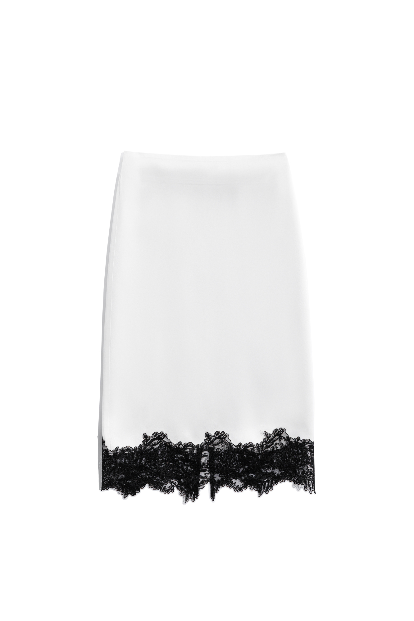 Атласная юбка миди с кружевом