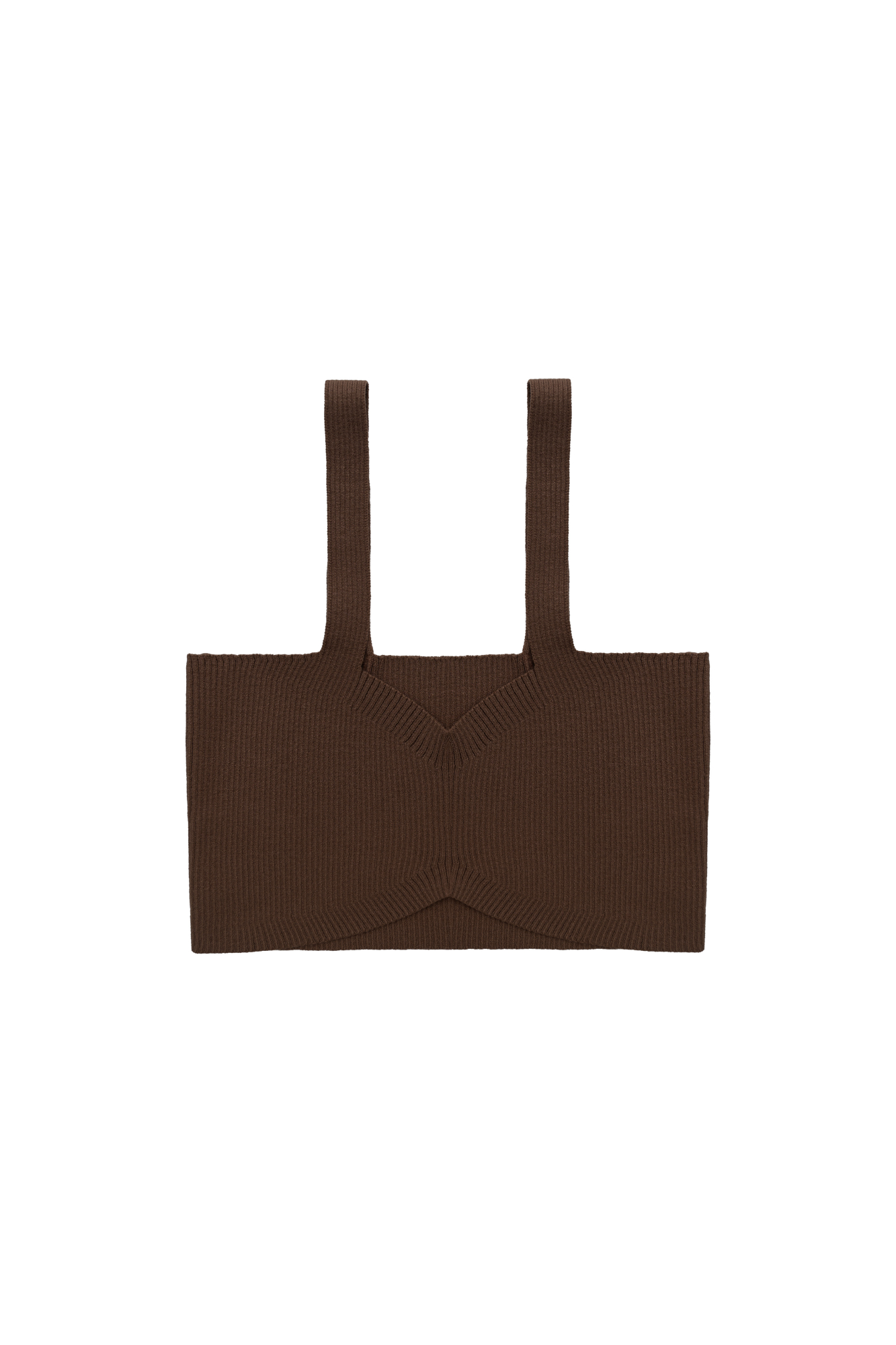 Трикотажный кроп-топ из вискозы. Модель на тонких бретелях. Изделие выполнено в рубчик.