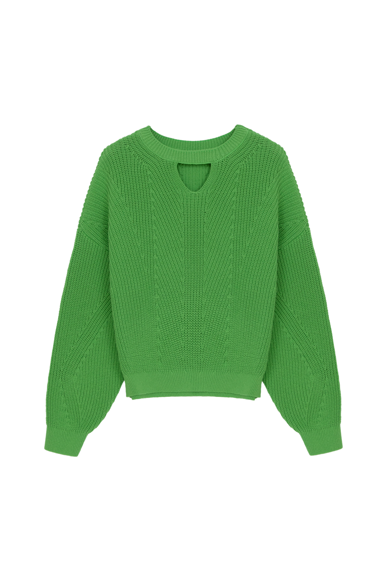 Трикотажный джемпер из хлопка с фигурной горловиной и вырезом.