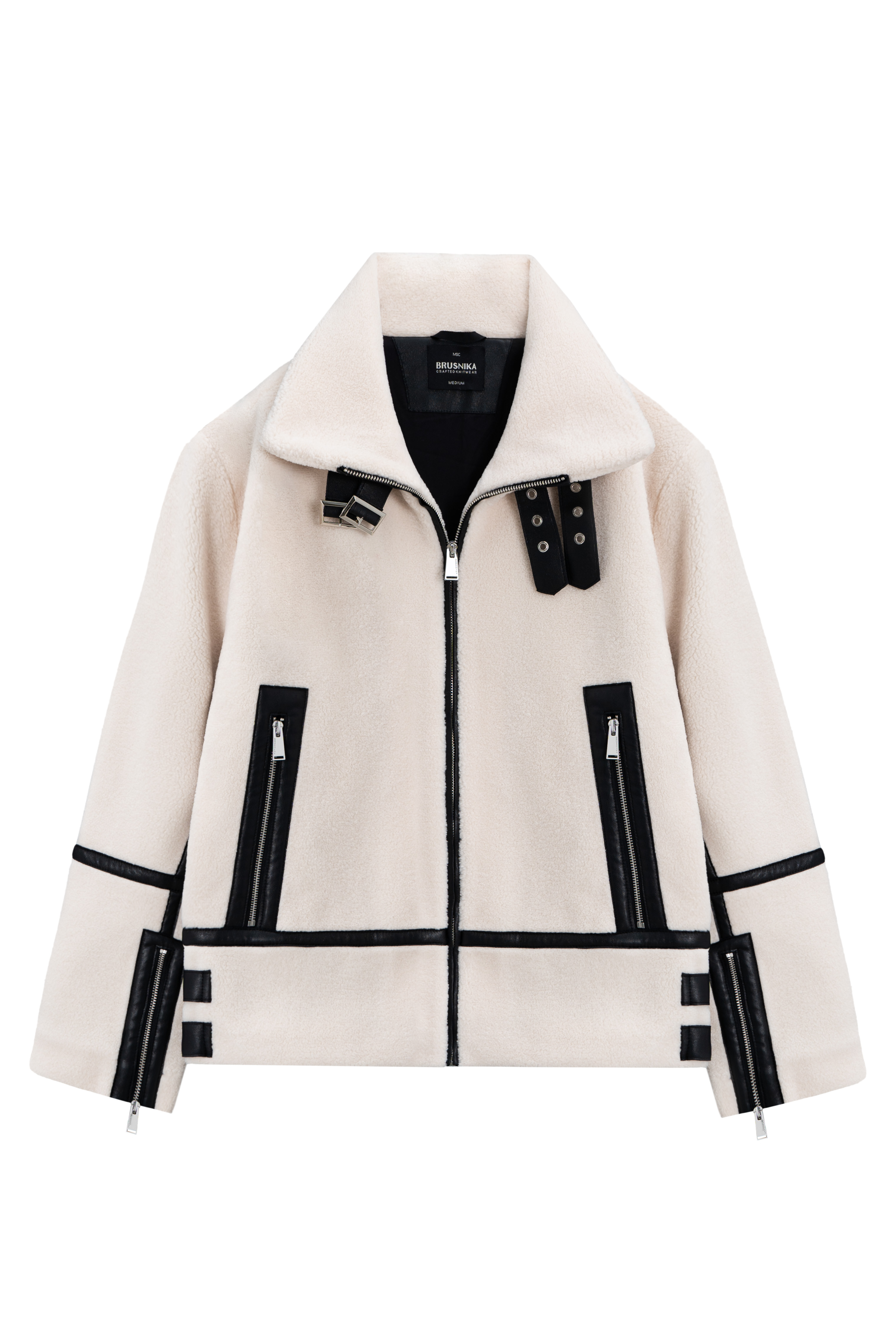 Куртка из экомеха с высоким воротником