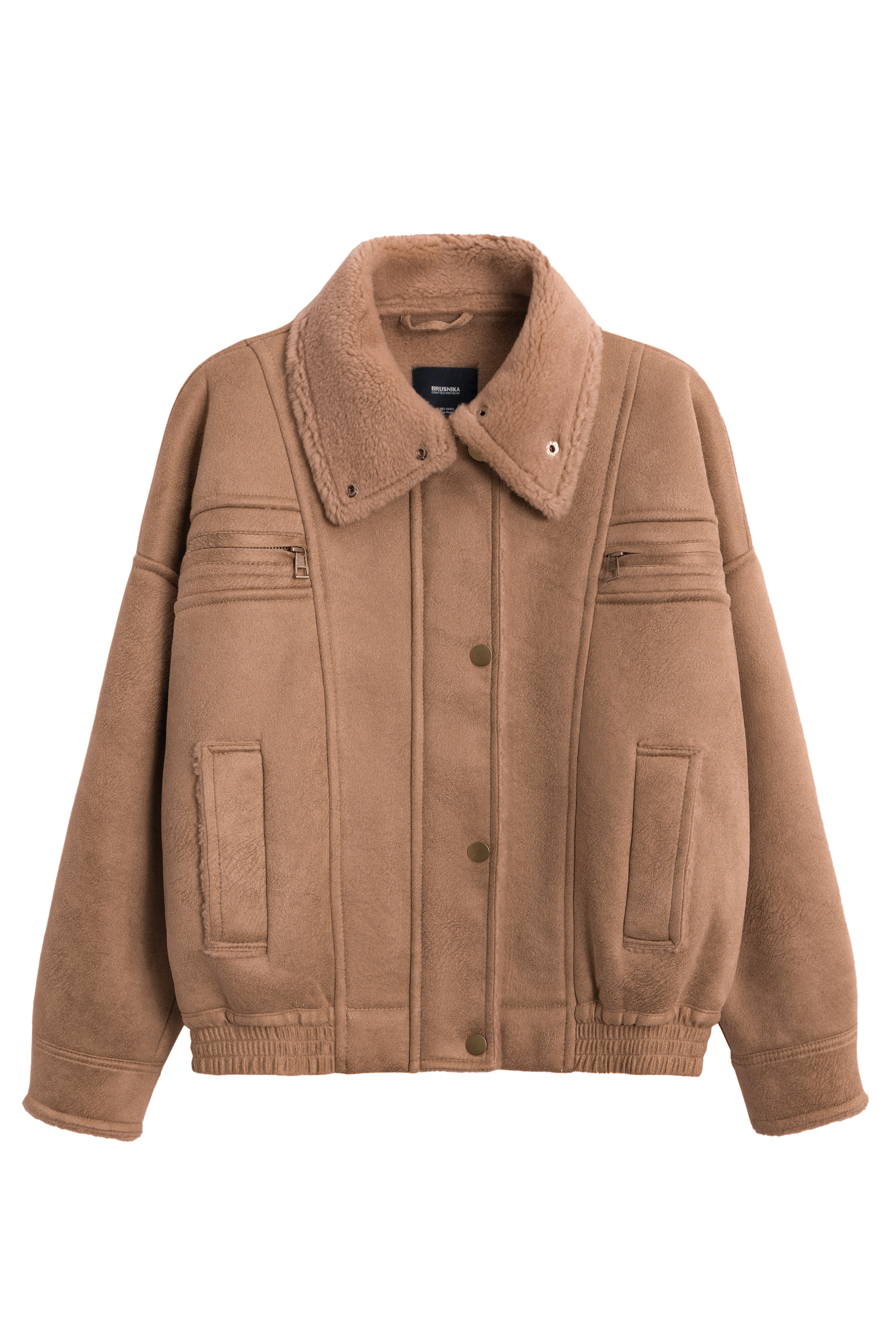 Шерстяной бомбер с воротником-стойкой