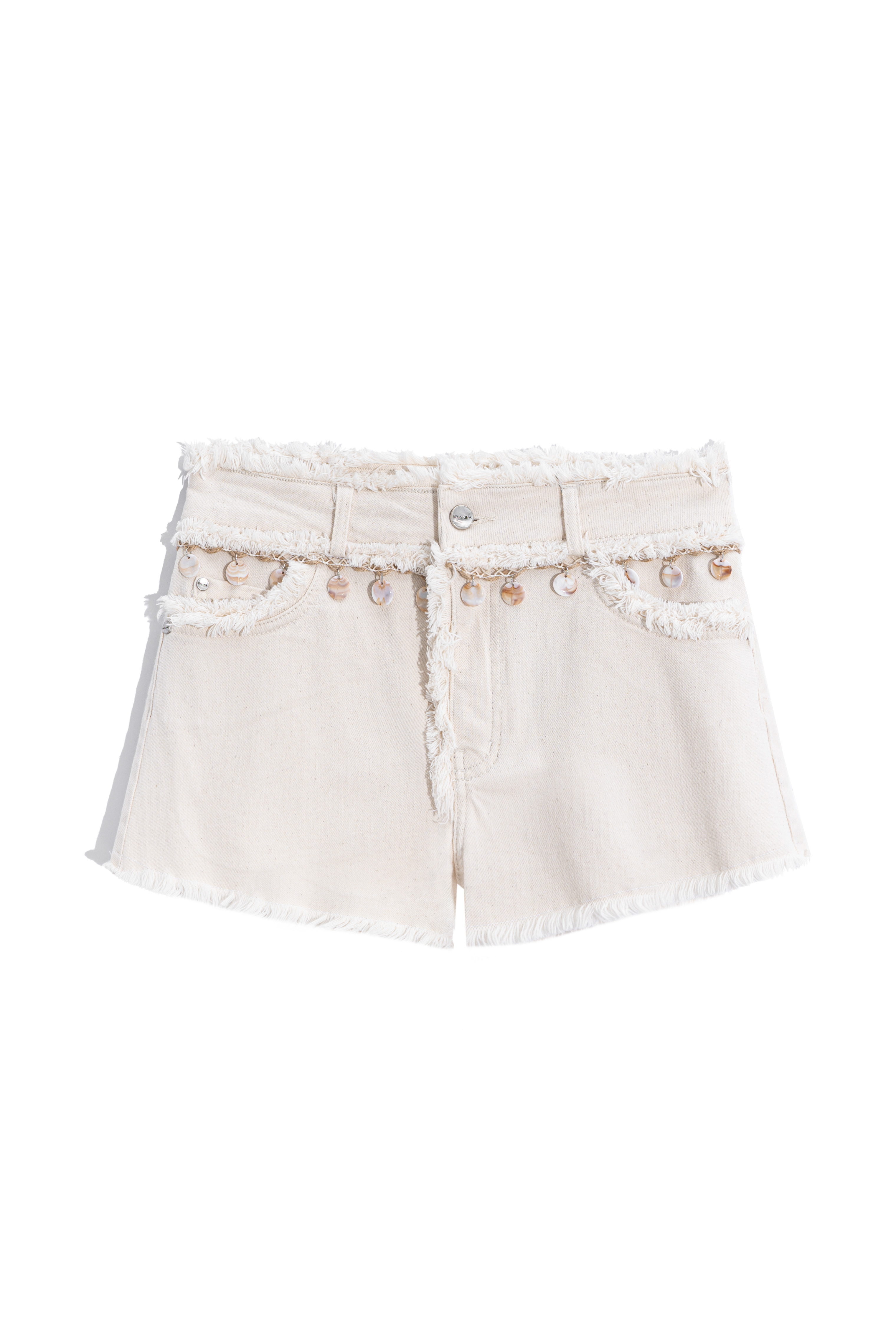 Джинсовые шорты с бахромой и пайетками