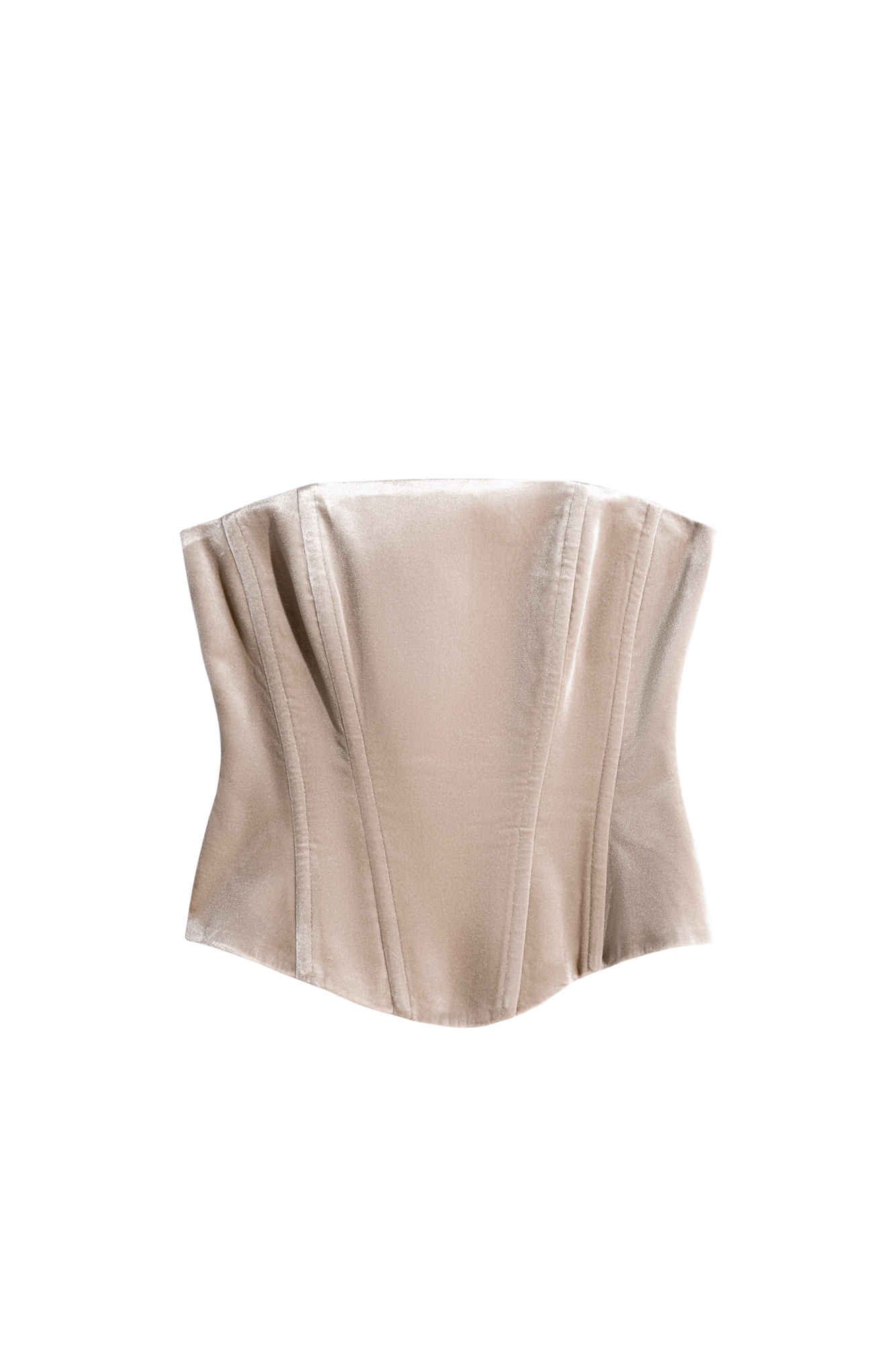 Бархатный корсет со шнуровкой на спине. Модель приталенного силуэта, с вертикальными вытачками. Изделие выполнено на подкладке.