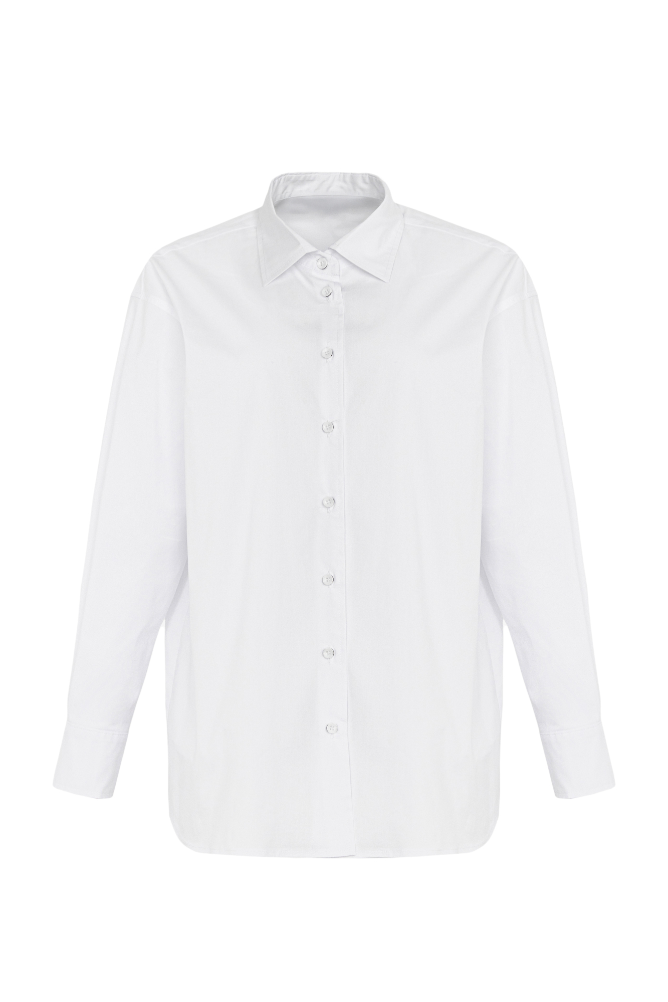 Класическая рубашка из хлопка. Модель свободного силуэта с длинным рукавом. 