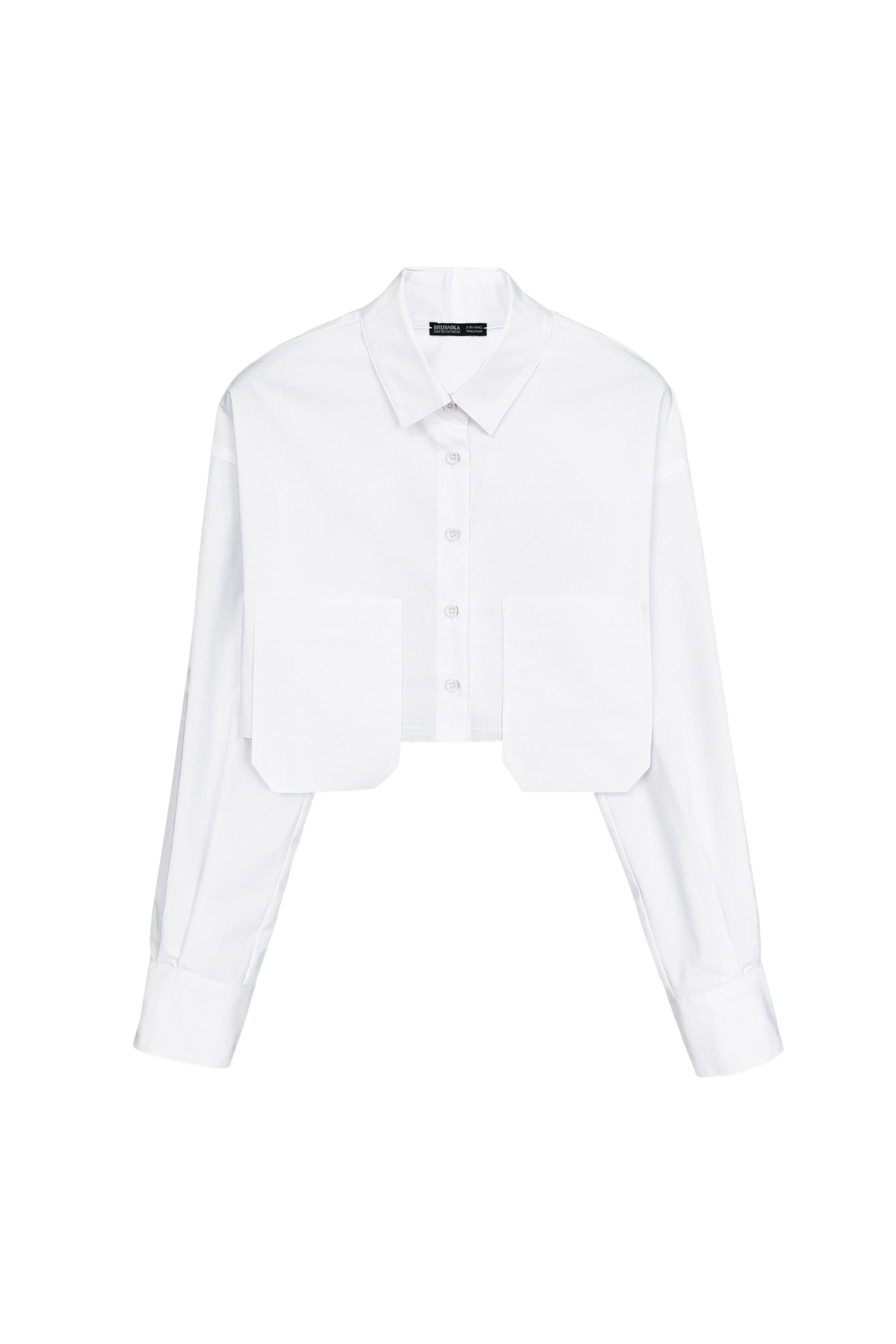 Укороченная рубашка с двумя накладными карманами