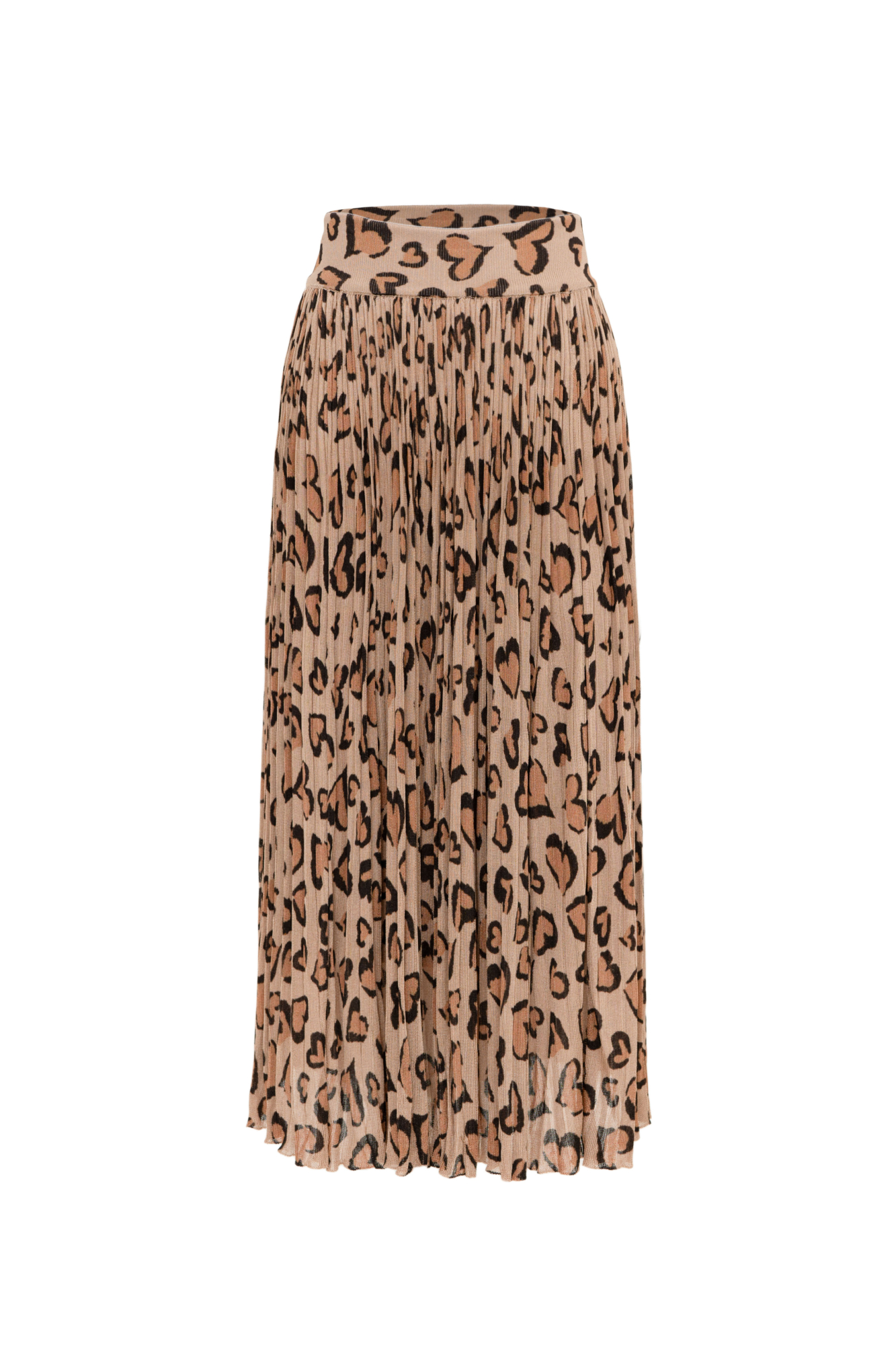 Плисированная юбка с принтом из 100% вискозы. Модель свободного кроя длины миди с широким поясом на талии.