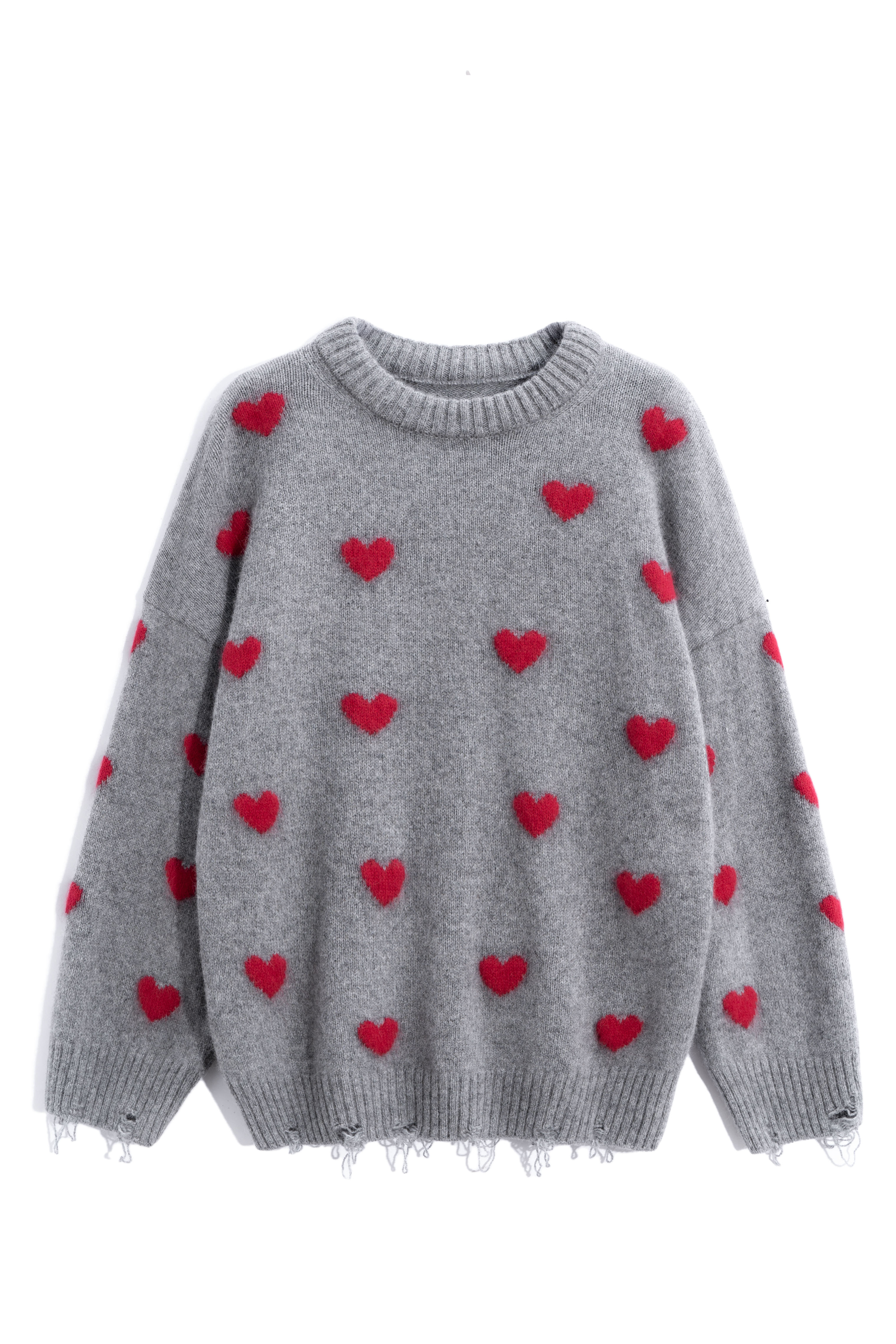 Джемпер из пуха лисы с принтом в виде сердечек