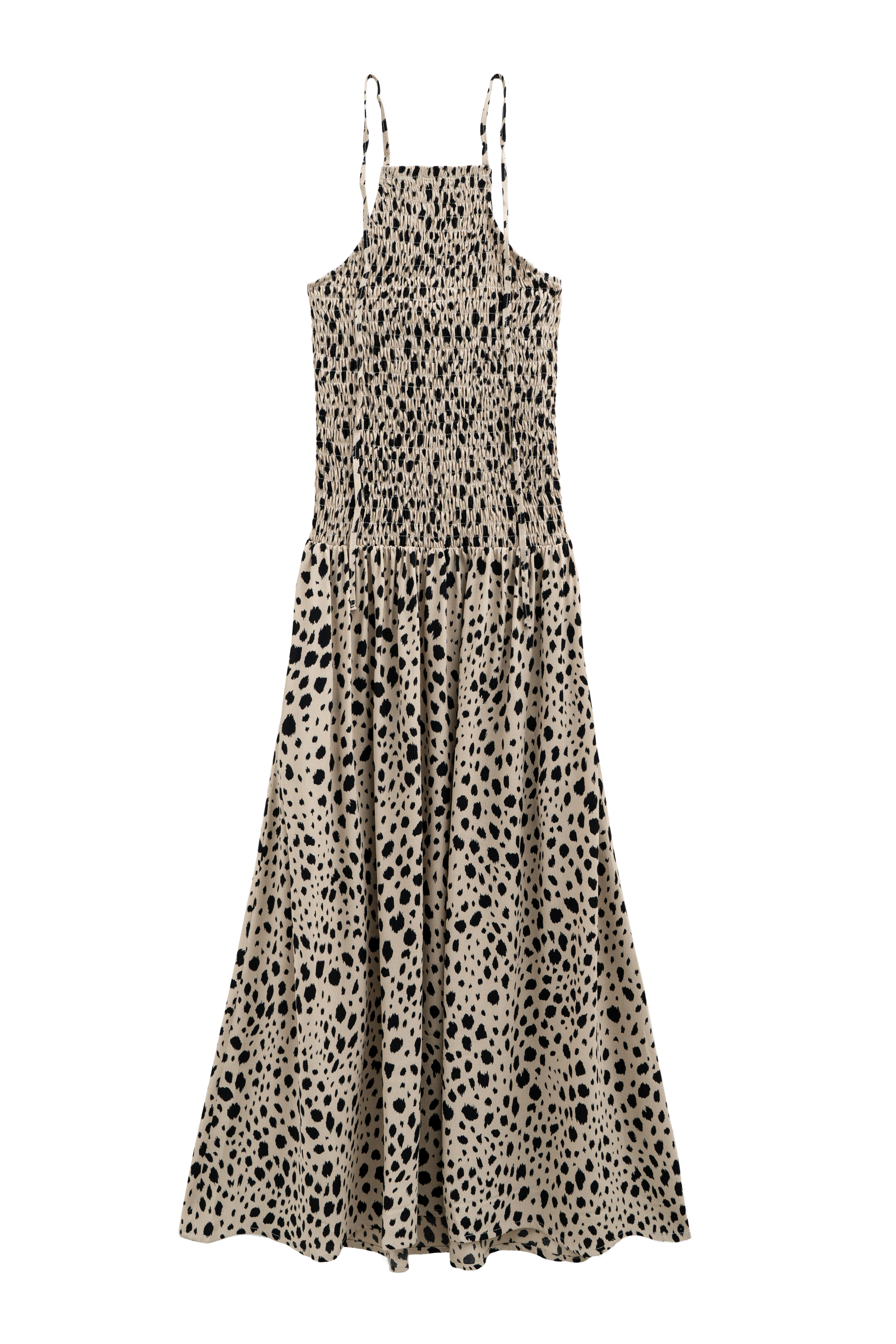 Принтованный сарафан с завязками на шее