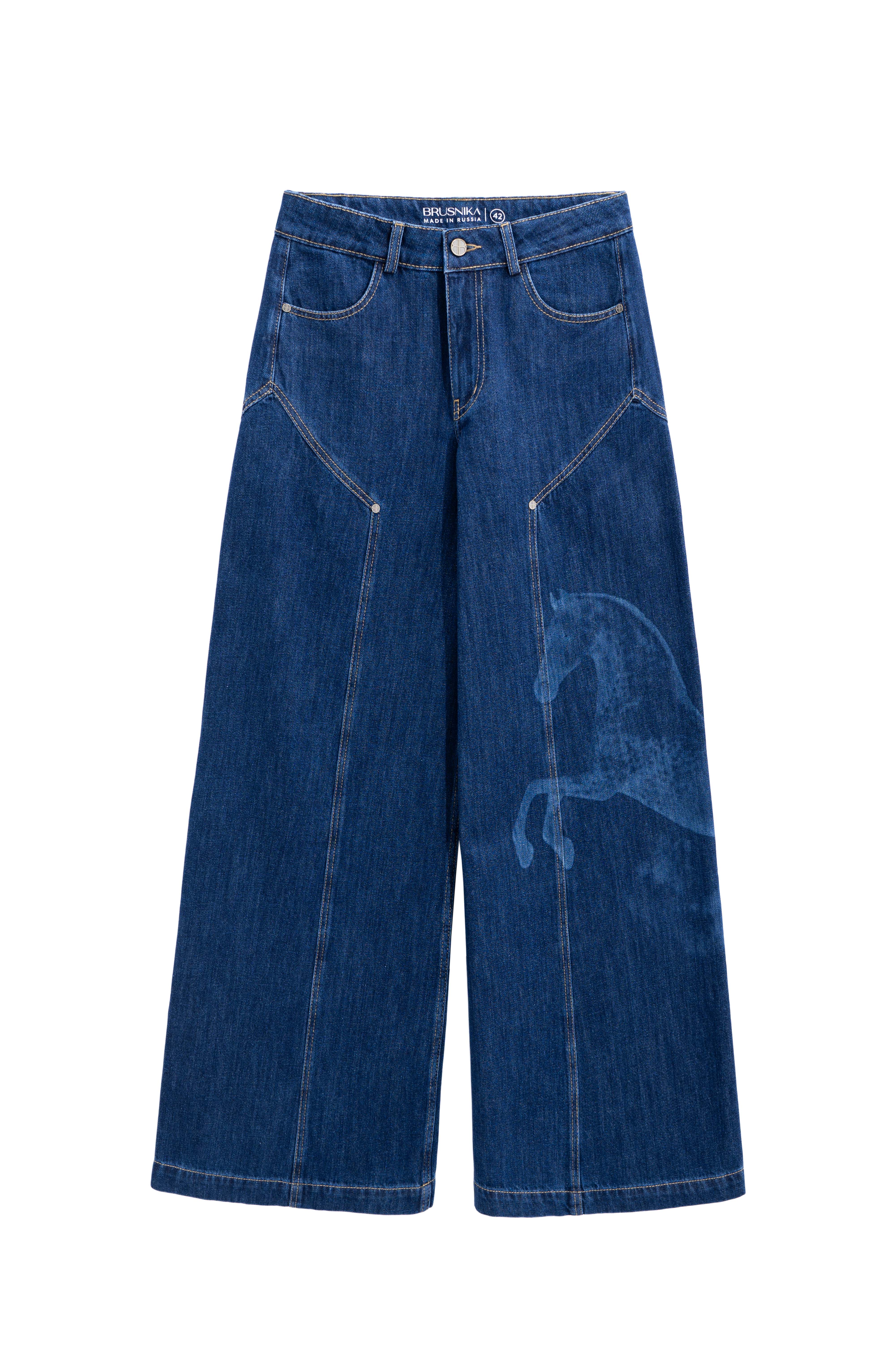 Джинсы с принтом лошадей