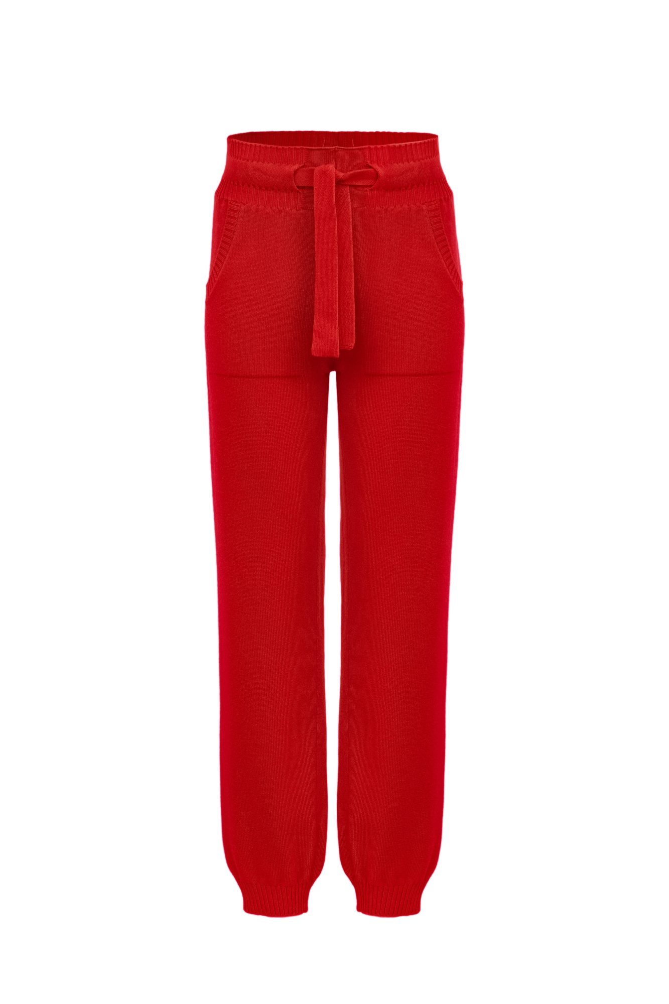 Трикотажные брюки-джоггеры из кашемира и шерсти. Модель с широким эластичным поясом на кулиске, манжетами на резинке и боковыми карманами.