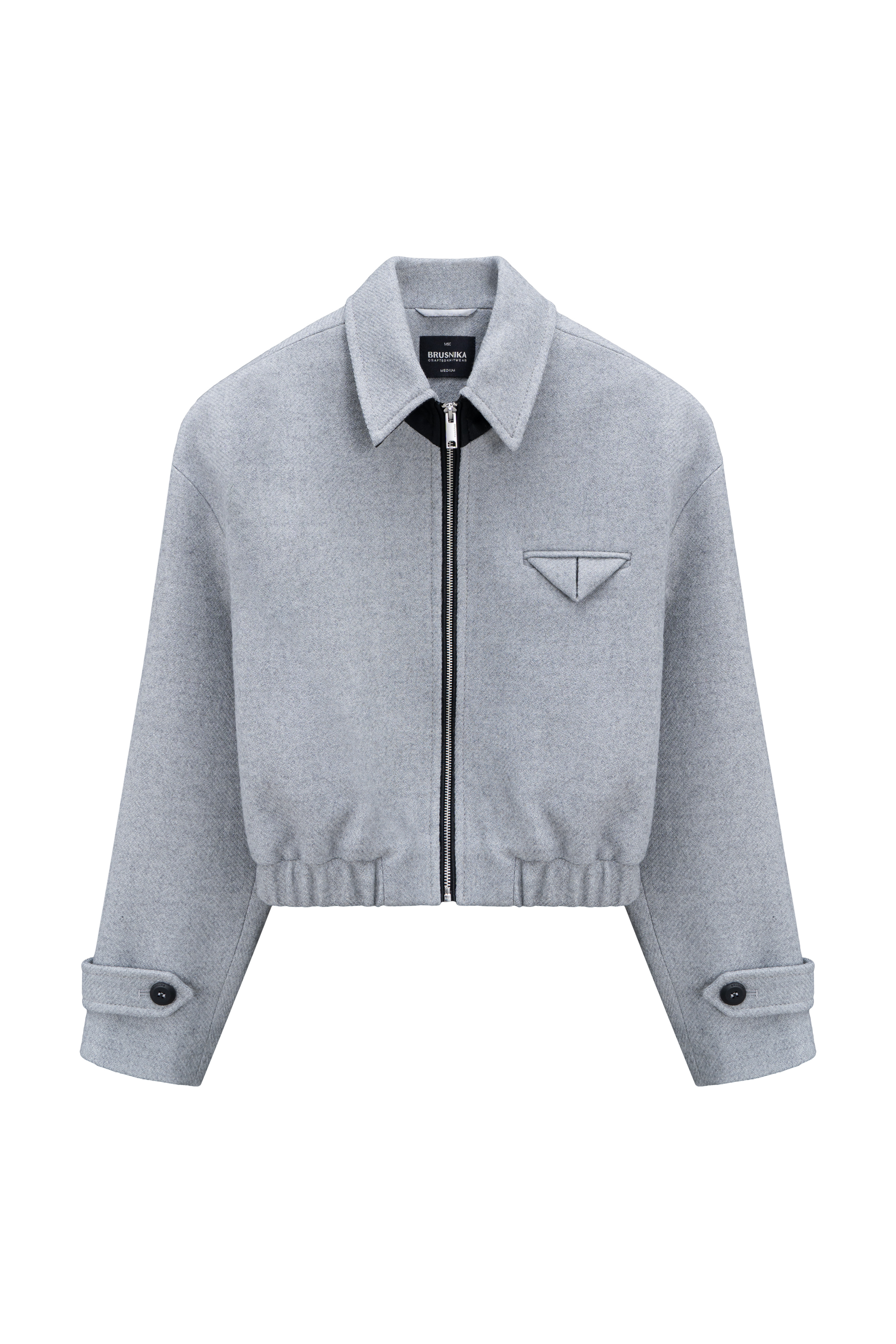 Шерстяной бомбер с отложным с воротником