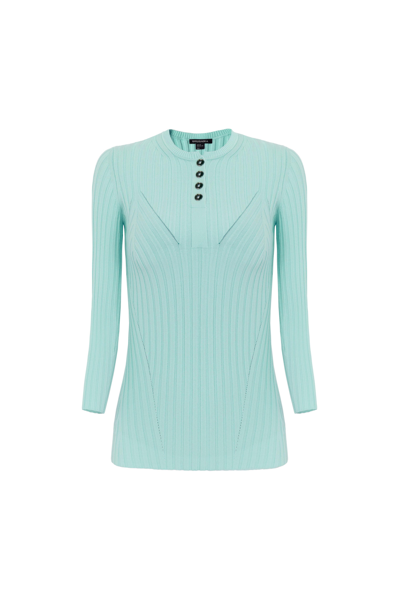 Топ из мягкой вискозы в рубчик. Модель приталенного силуэта с круглой горловиной и пуговицами.