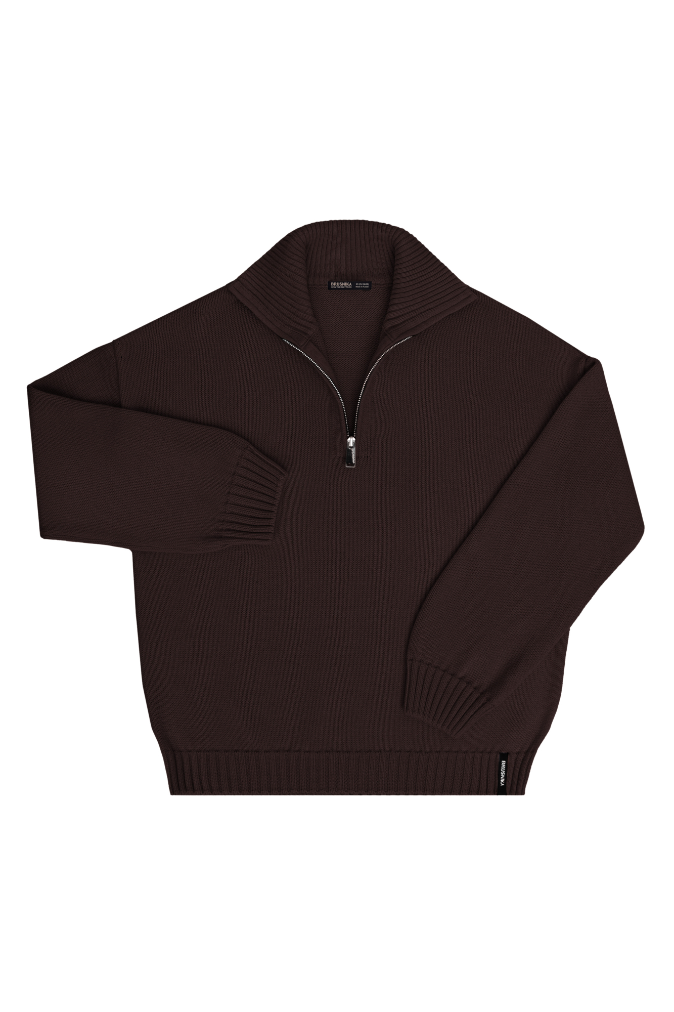 Трикотажный джемпер из 100% хлопка с воротником-стойкой. Модель свободного силуэта со спущенной линией плеча. Застежка на молнию, манжеты и низ изделия выполнены в рубчик.