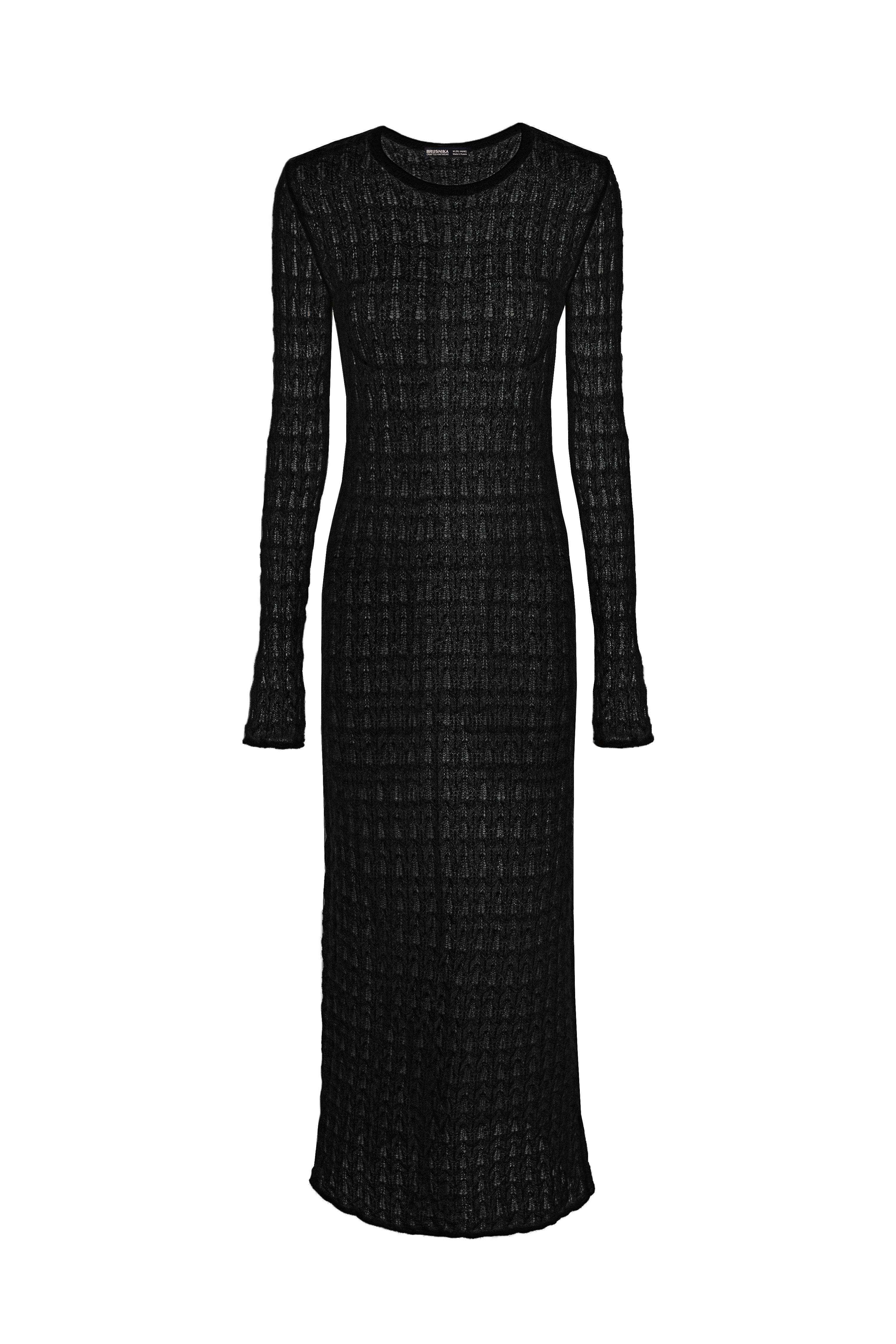 Ажурное платье из супер кид мохера и беби альпака