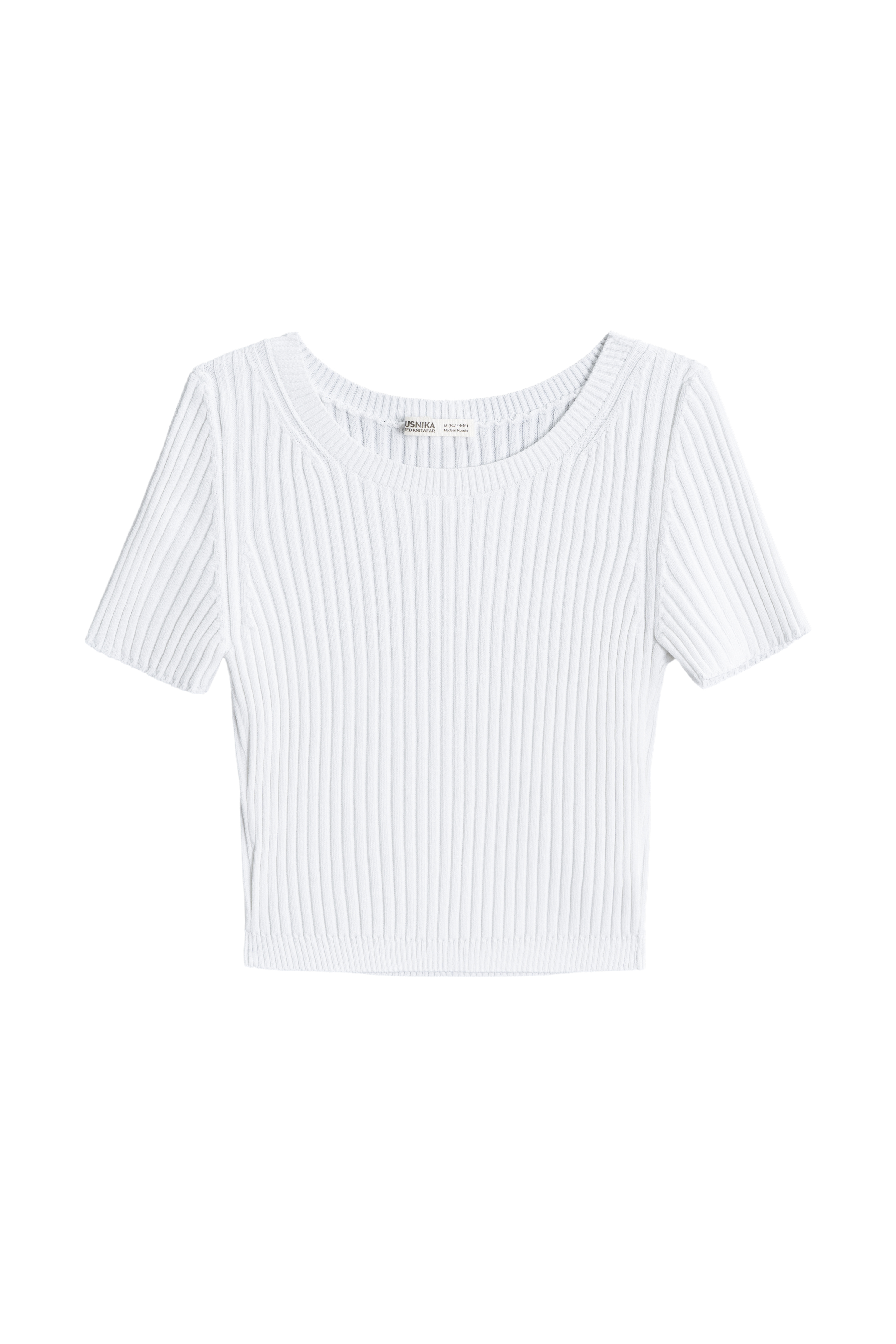 Короткий трикотажный топ в рубчик