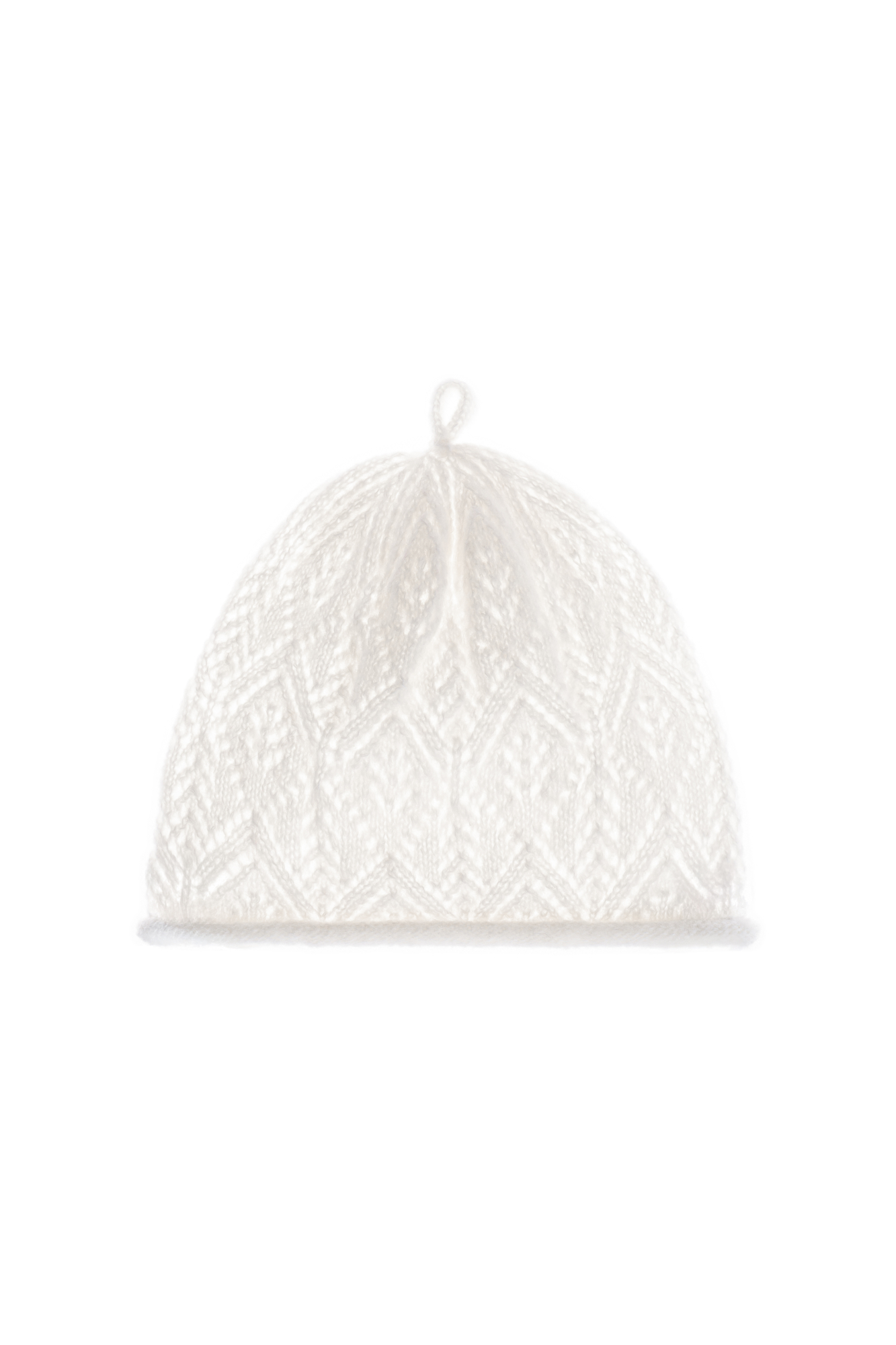 Ажурная шапка из шерсти альпака. Модель с валиком по краю.