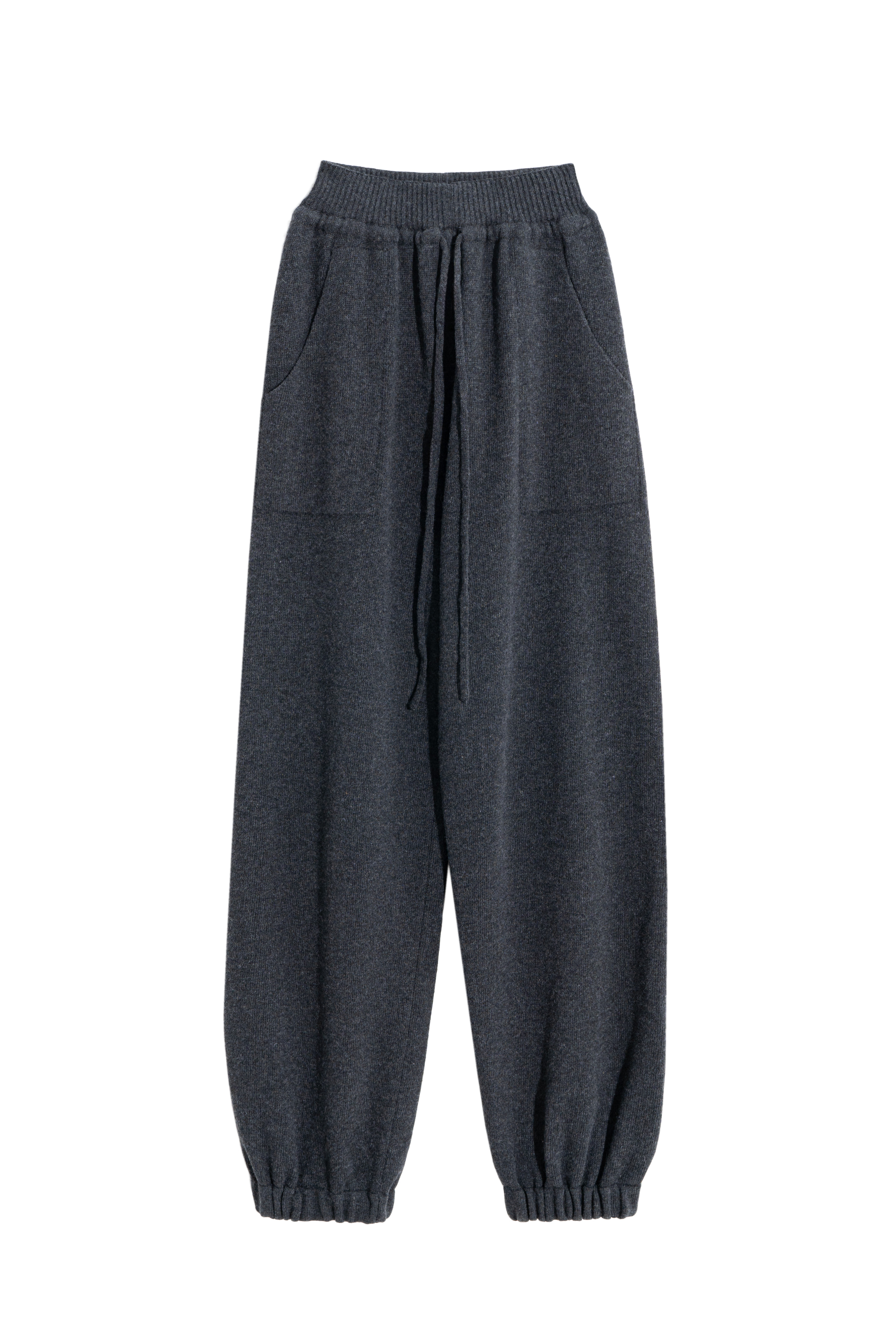 Трикотажные брюки-бананы из кашемира и шерсти 