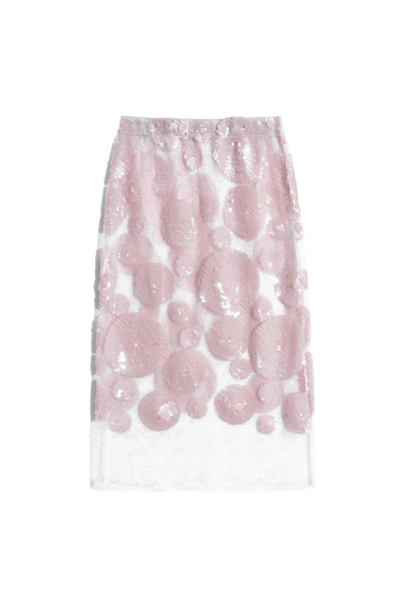 Юбка длины миди с геометрическим орнаментом, вышитым пайетками. Застежка на потайную молнию. Изделие выполнено на подкладке.