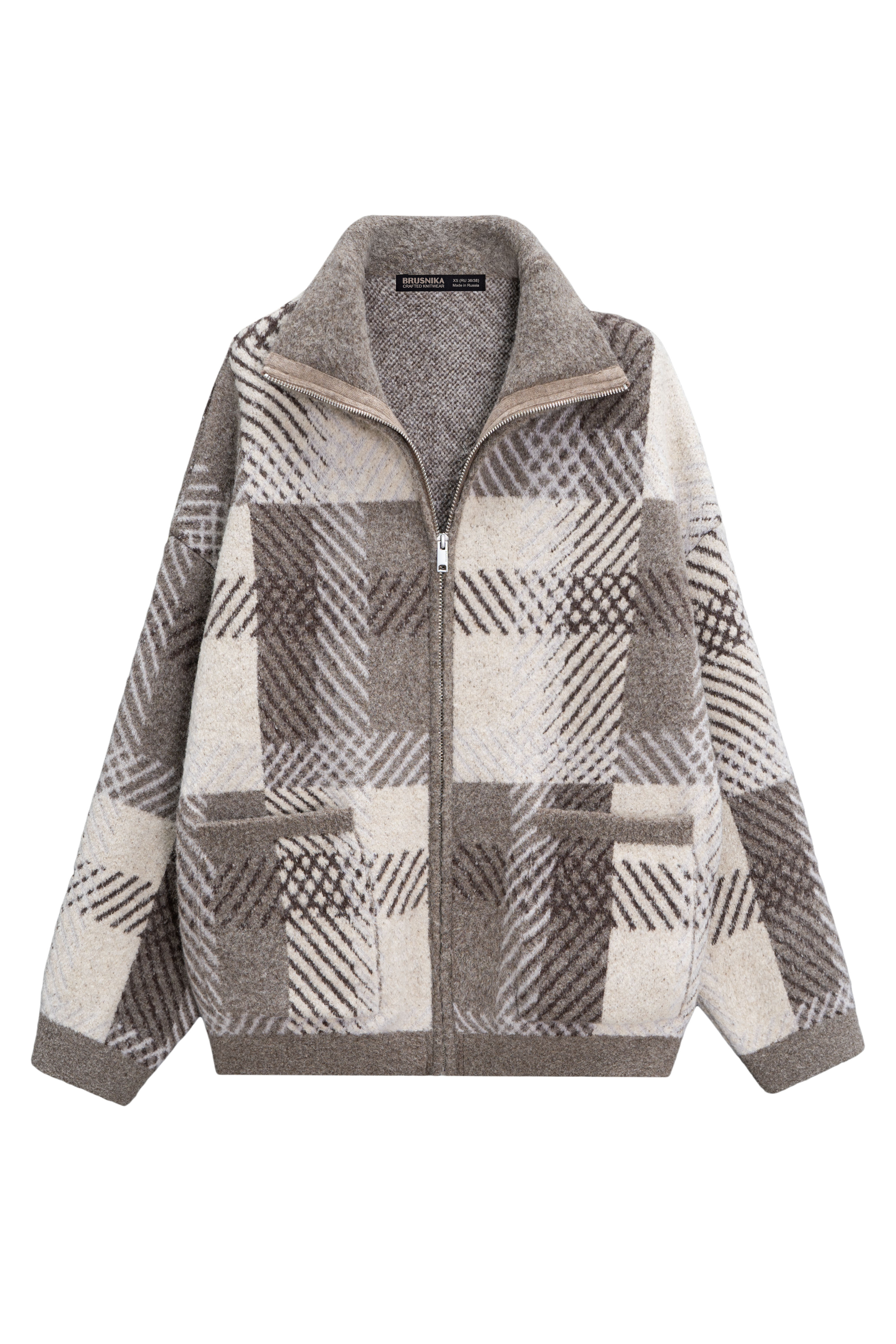 Трикотажный бомбер в клетку