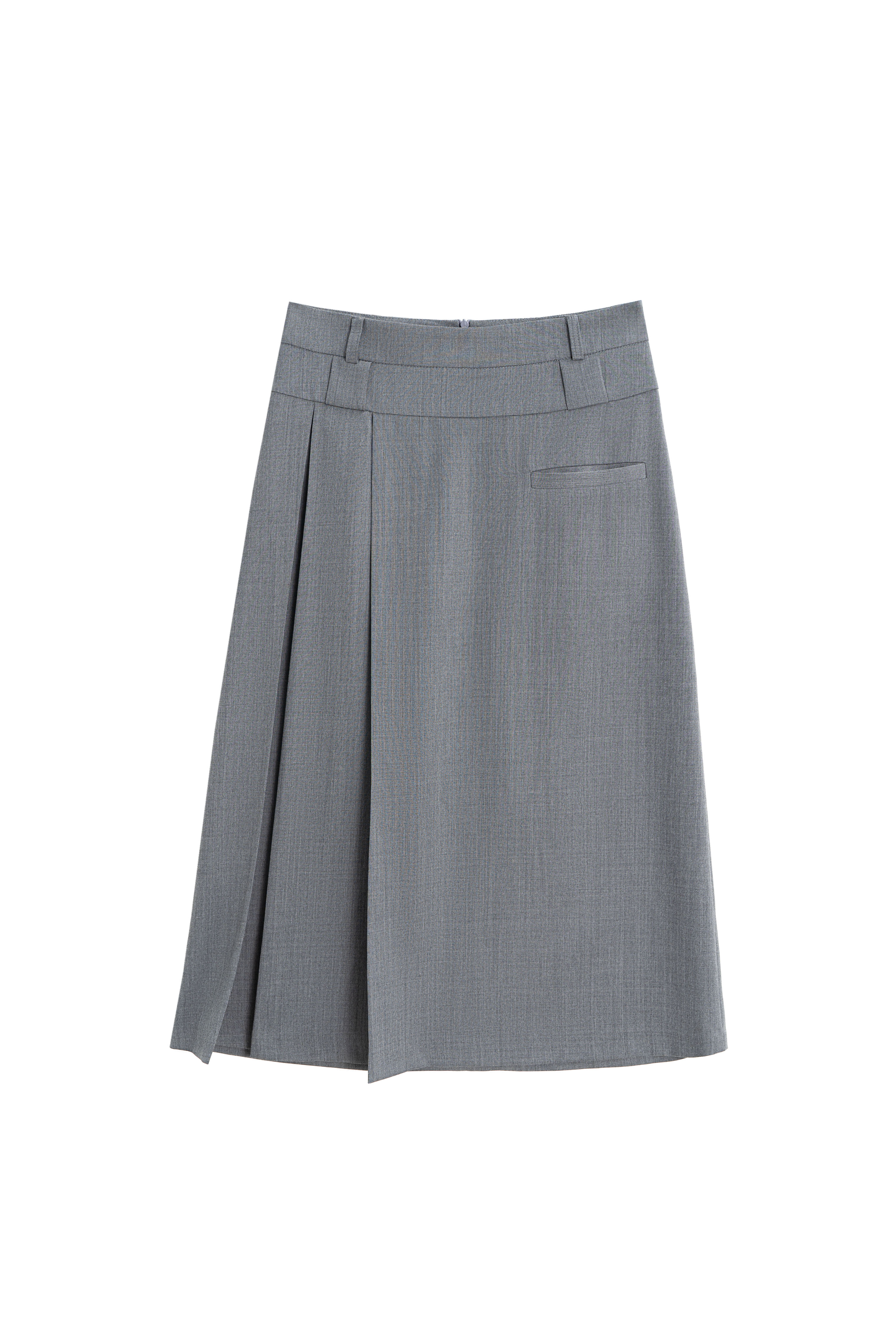 Юбка миди с двумя складками и двойным поясом