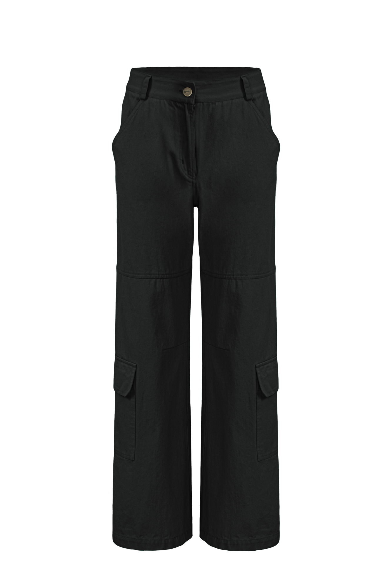 Джинсовые брюки карго со средней посадкой. Застежка на молнию и пуговицу. Шесть карманов: четыре стандартных и два дополнительных снизу. <br />