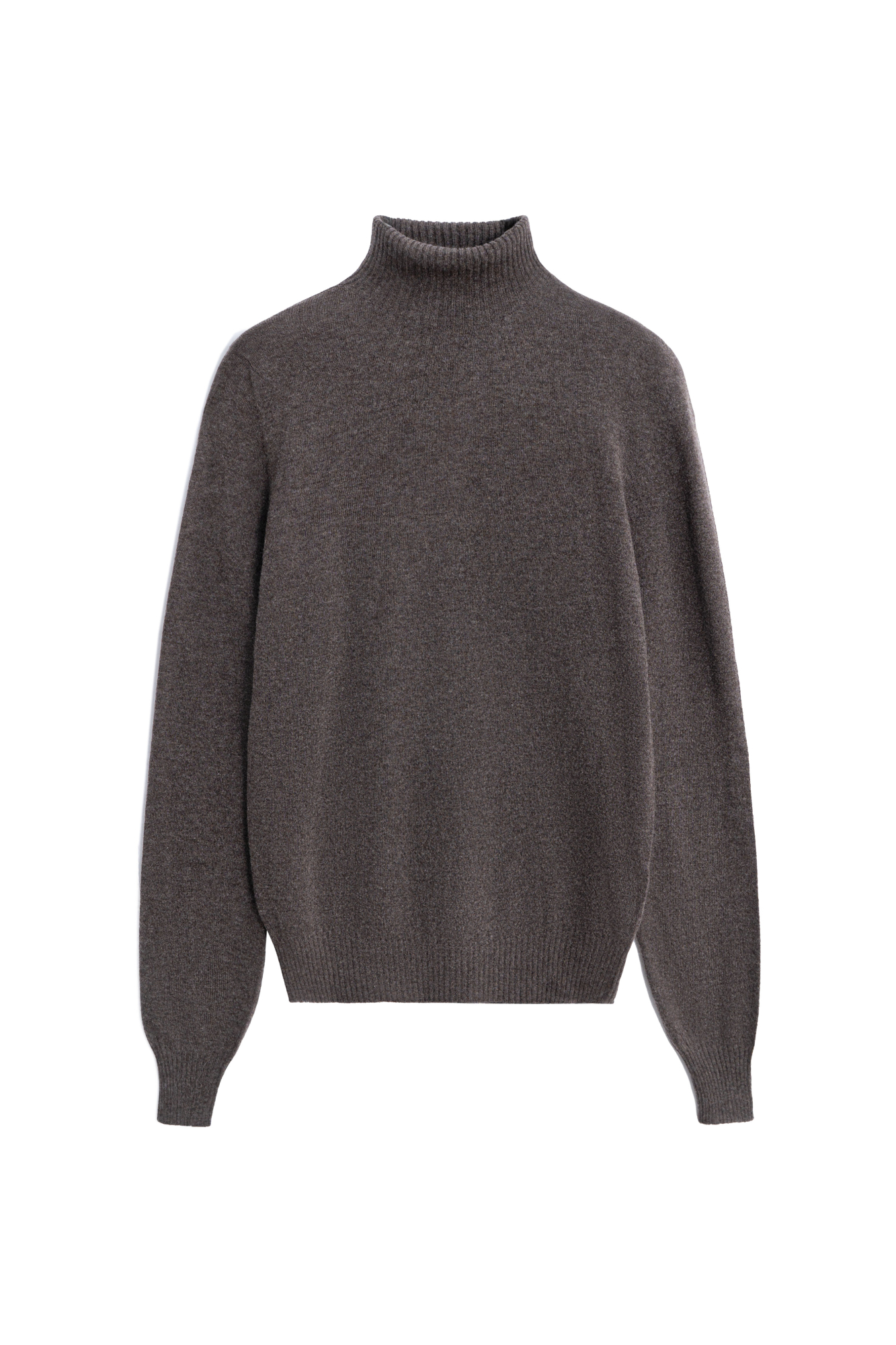 Трикотажная водолазка из шерсти с добавлением кашемира. Модель приталенного силуэта с воротником-стойкой. Края изделия в рубчик.