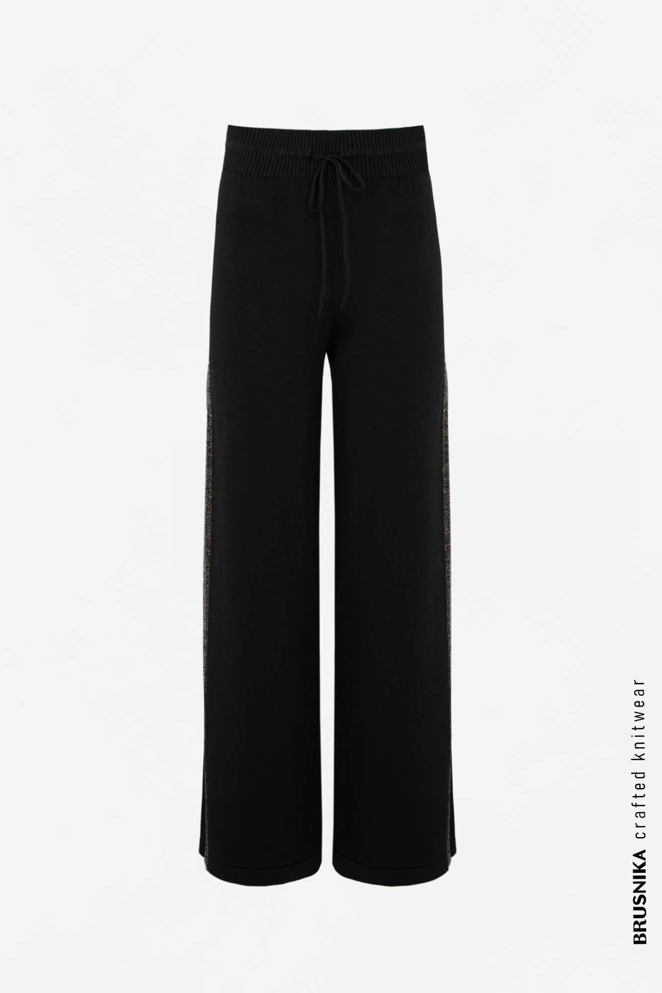 Брюки широкие из вискозы с лампасами и разрезами