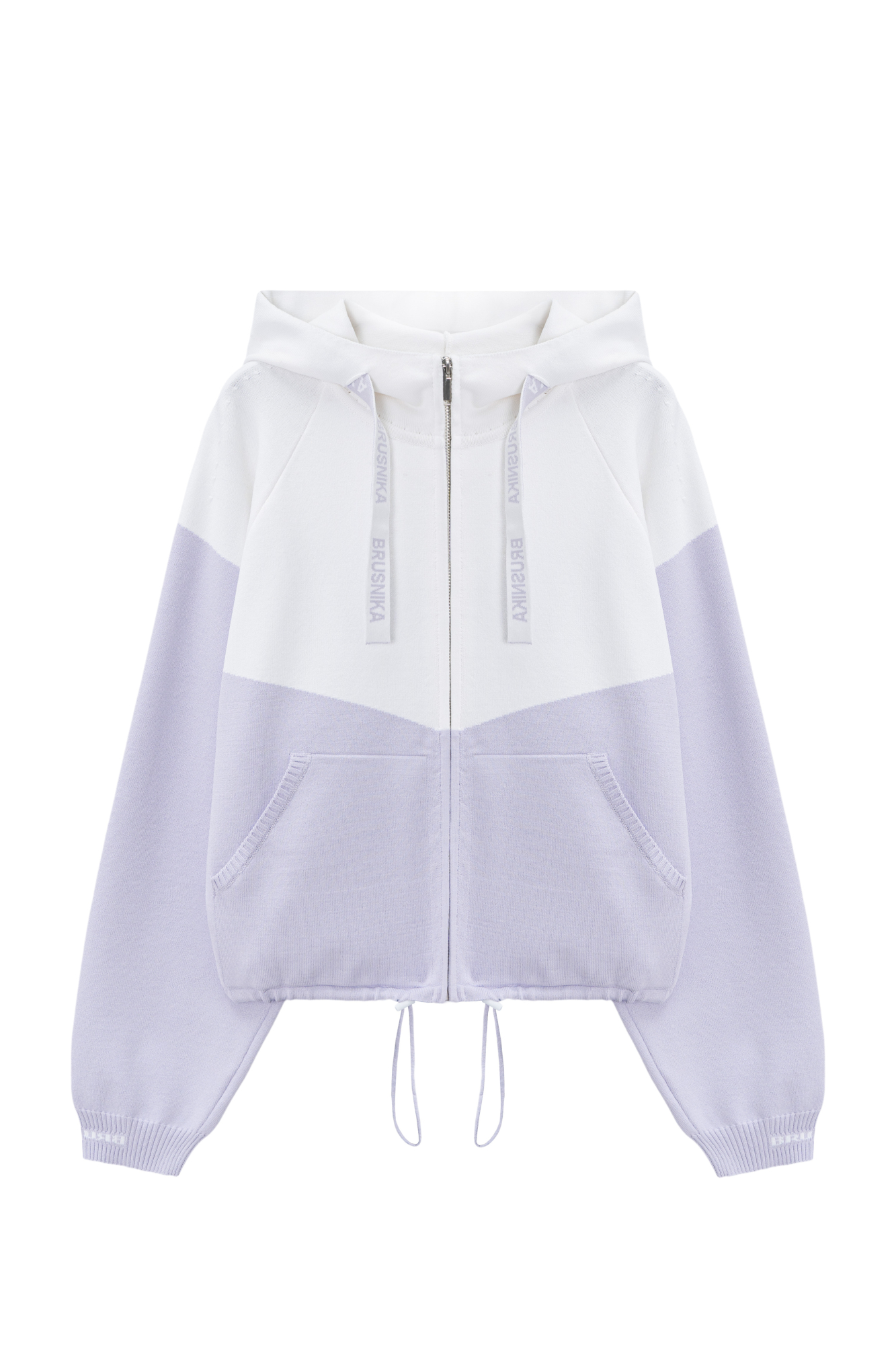 Трикотажный бомбер из вискозы с добавлением эластана. Модель выполнена в спортивном стиле, с капюшоном на шнурке и карманами. Низ изделия регулируется кулиской. Манжеты на резинке. Застежка на молнию.