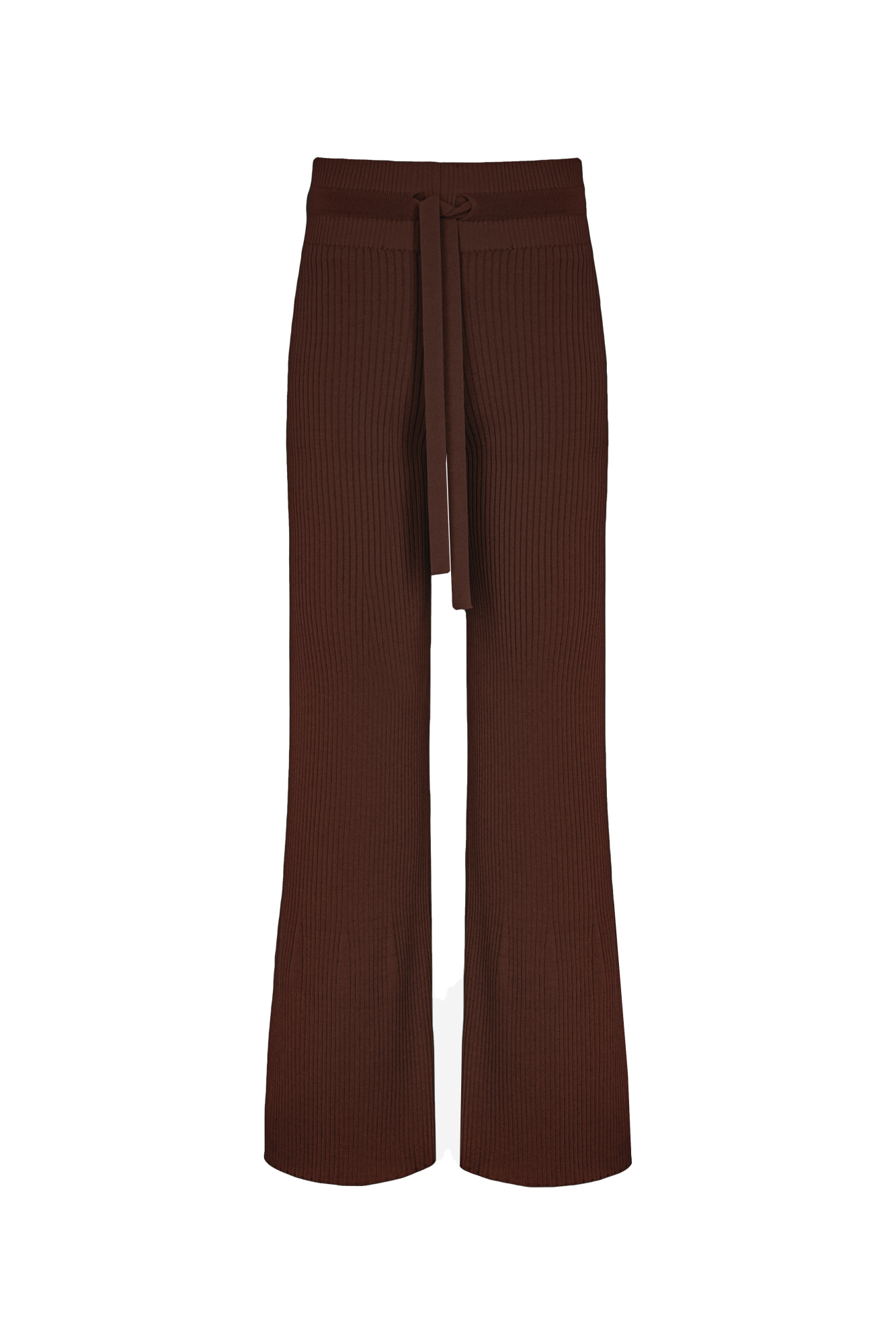 Трикотажные расклешенные брюки в рубчик, с разрезами снизу, высокая посадка, пояс на кулиске.&nbsp;&nbsp;