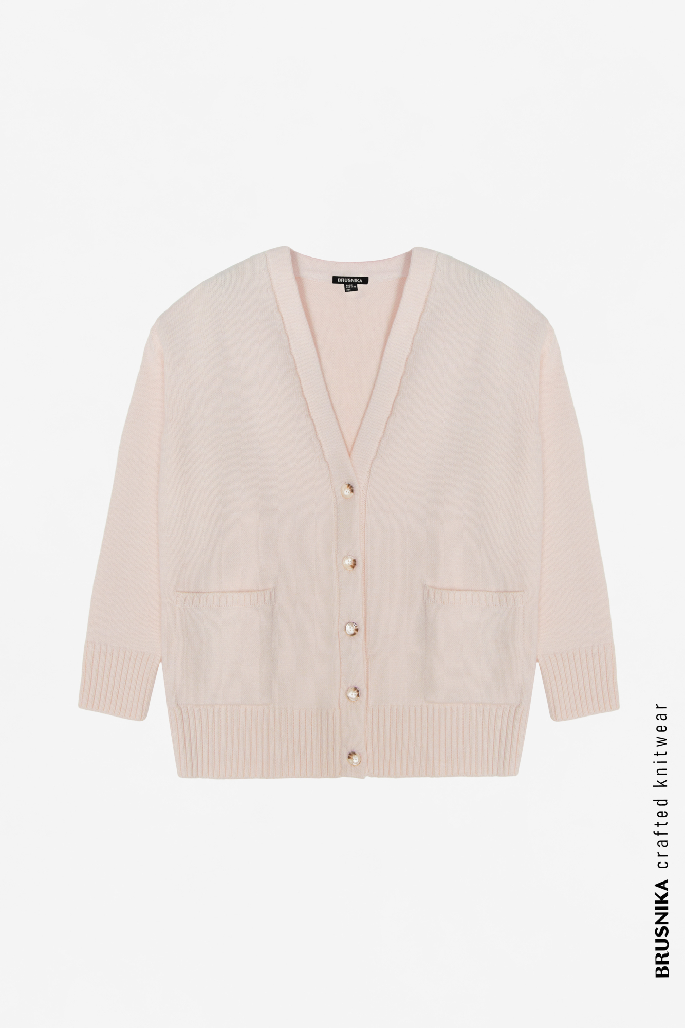 Удлиненный кардиган с добавлением шерсти Альпака на пуговицах с V-образным вырезом и карманами.