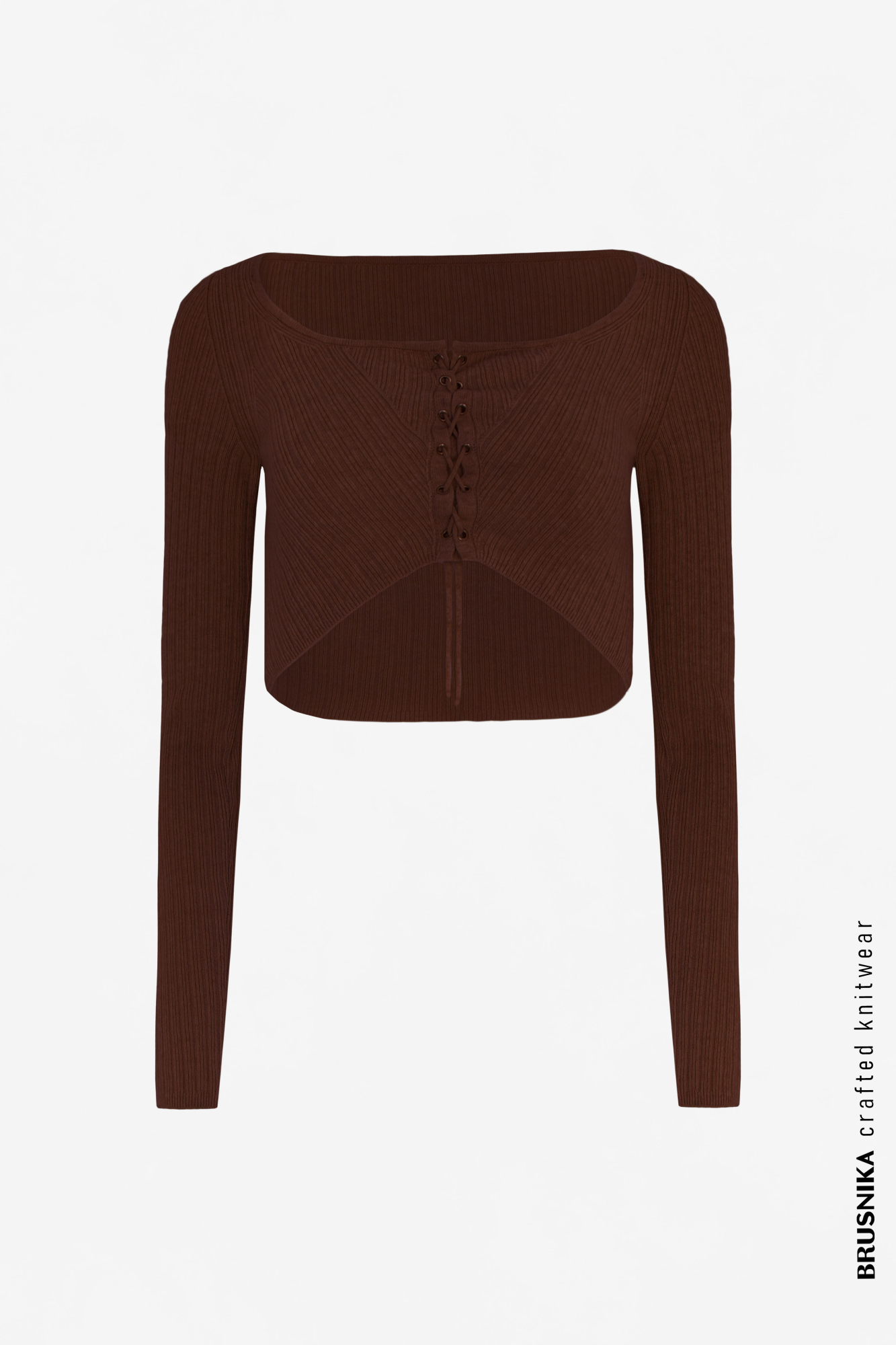 Кашемировый топ с длинным рукавом и шнуровкой.