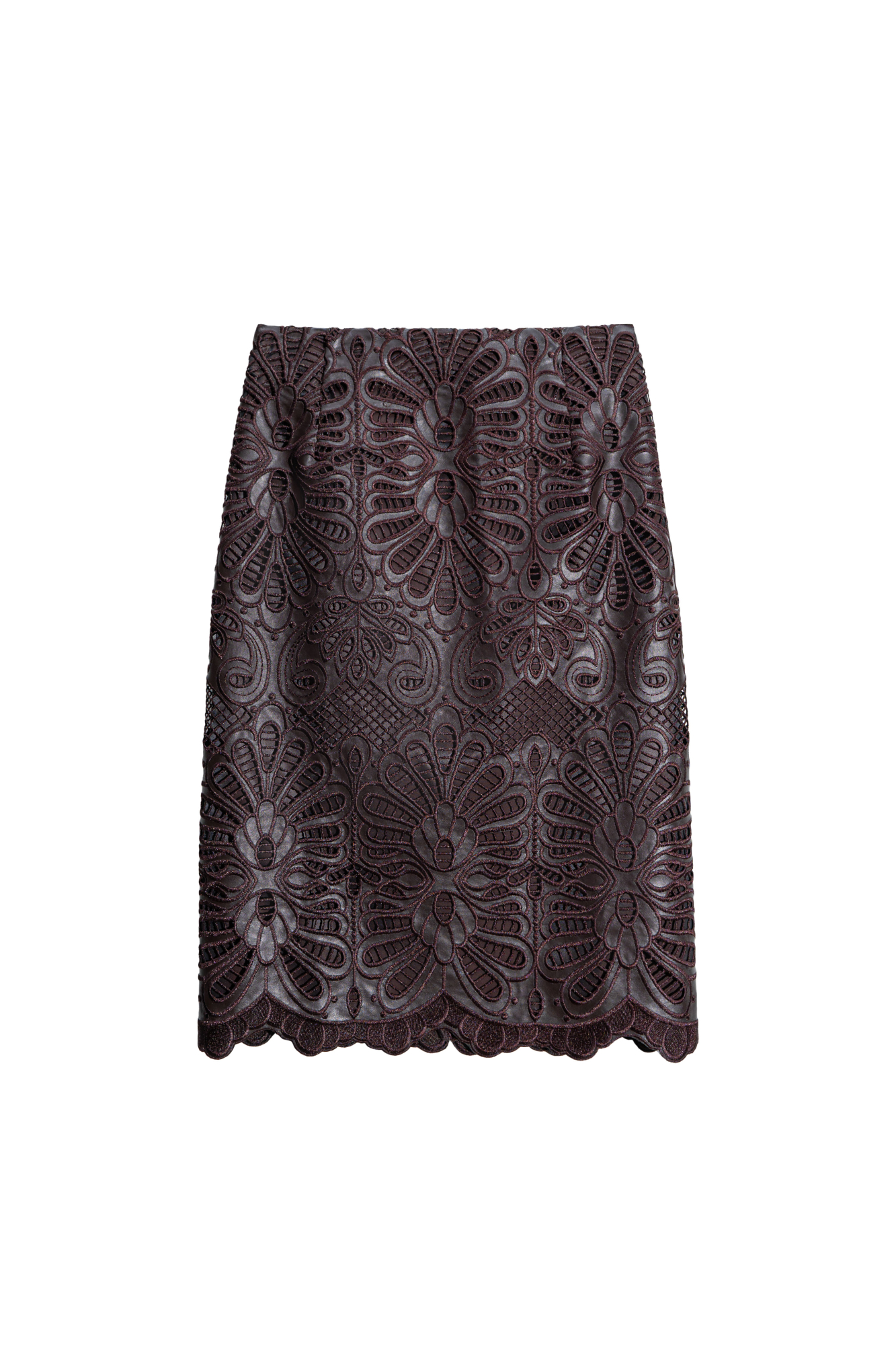 Юбка с кружевом из экокожи
