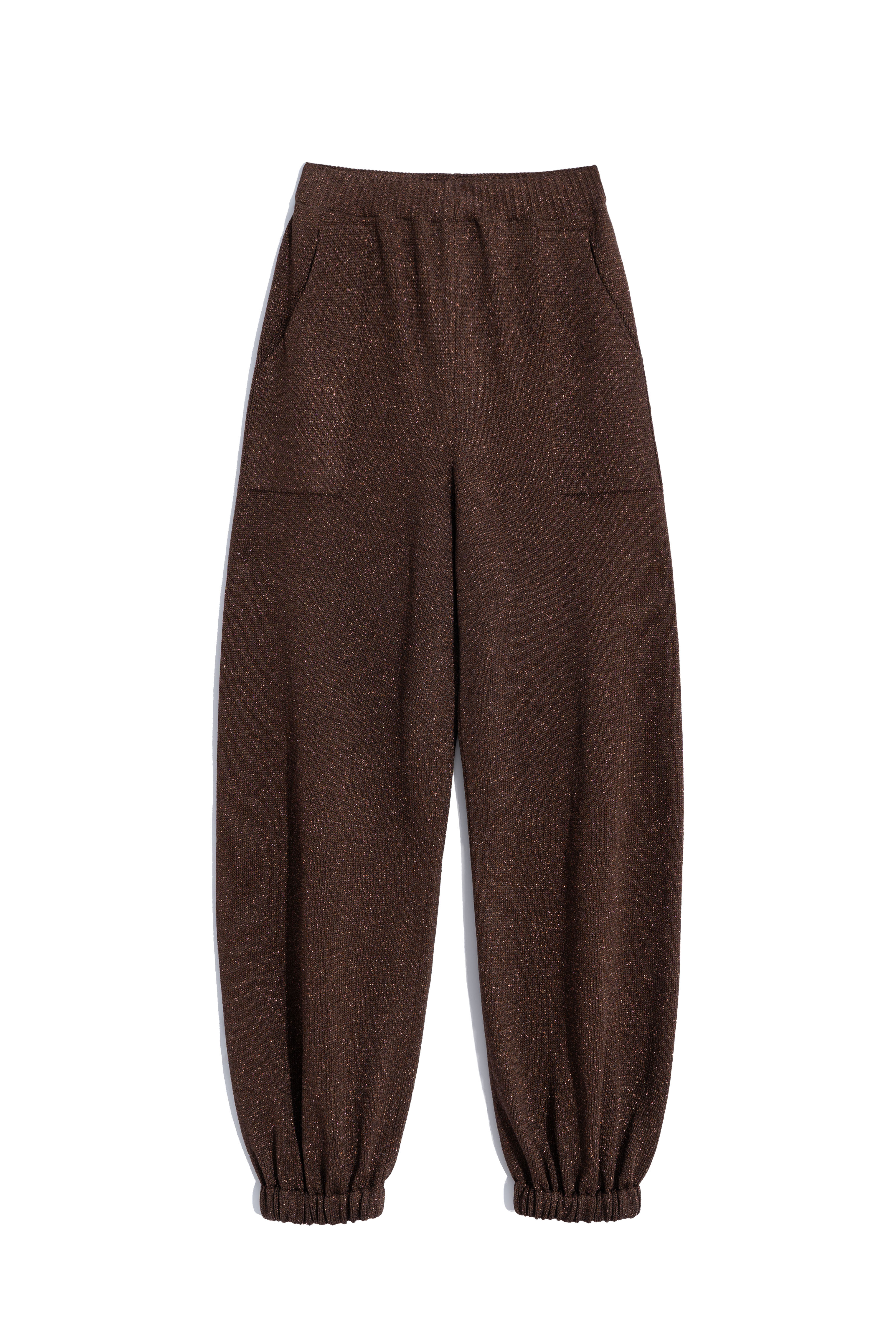 Трикотажные брюки-джоггеры с люрексом