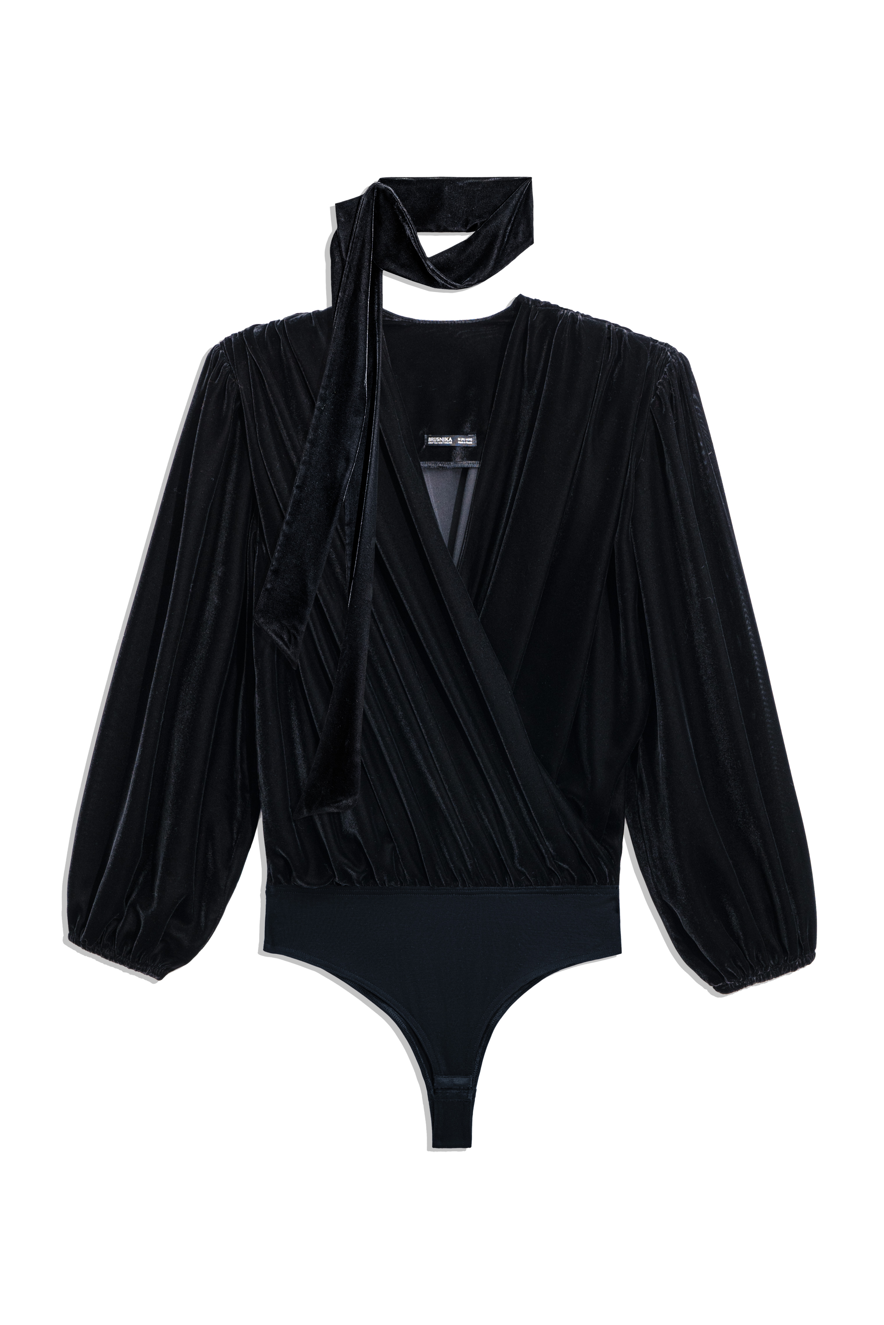 Бархатный блузон с шарфом