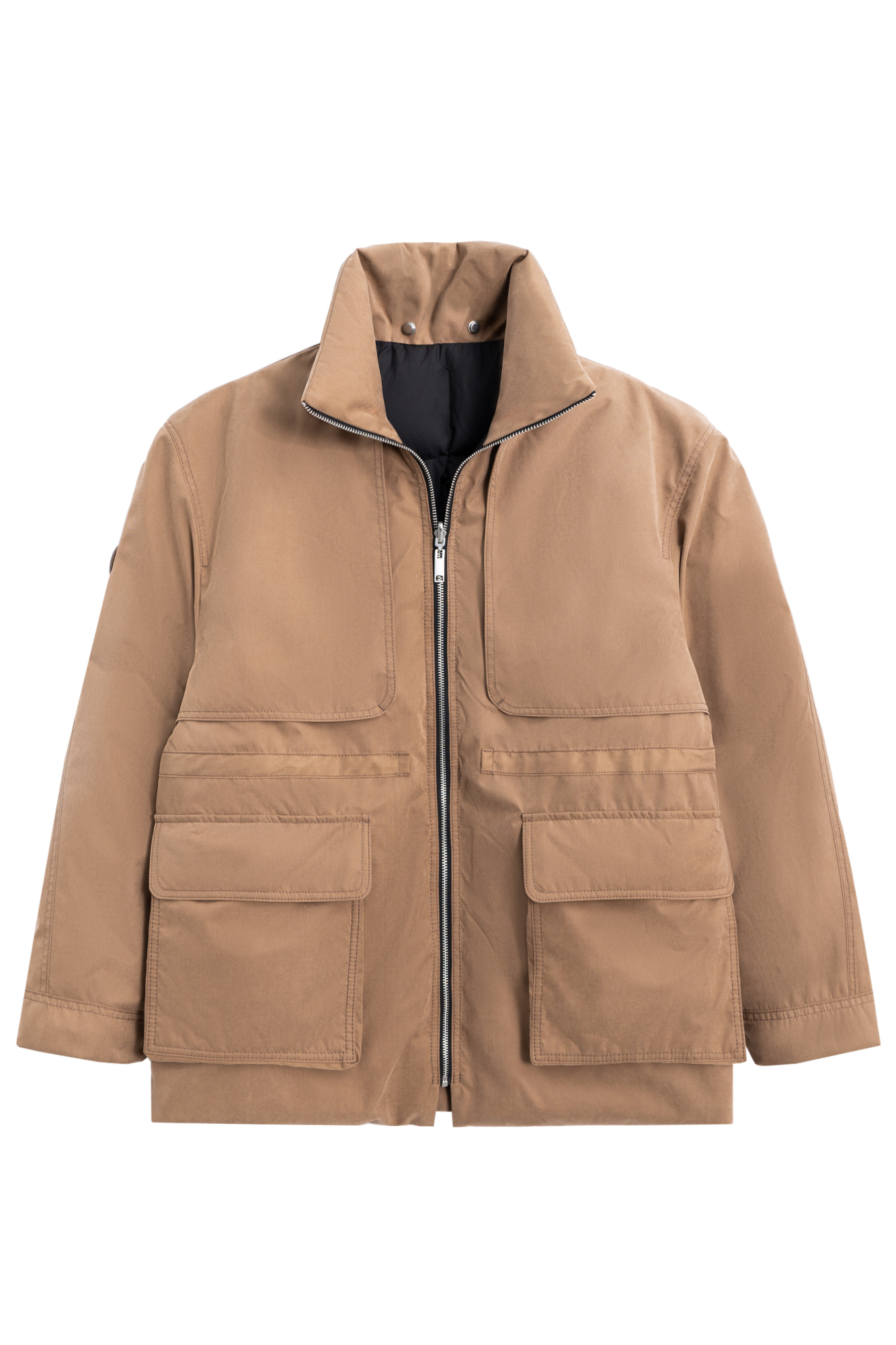 Двусторонний пуховик с дополнительным воротником