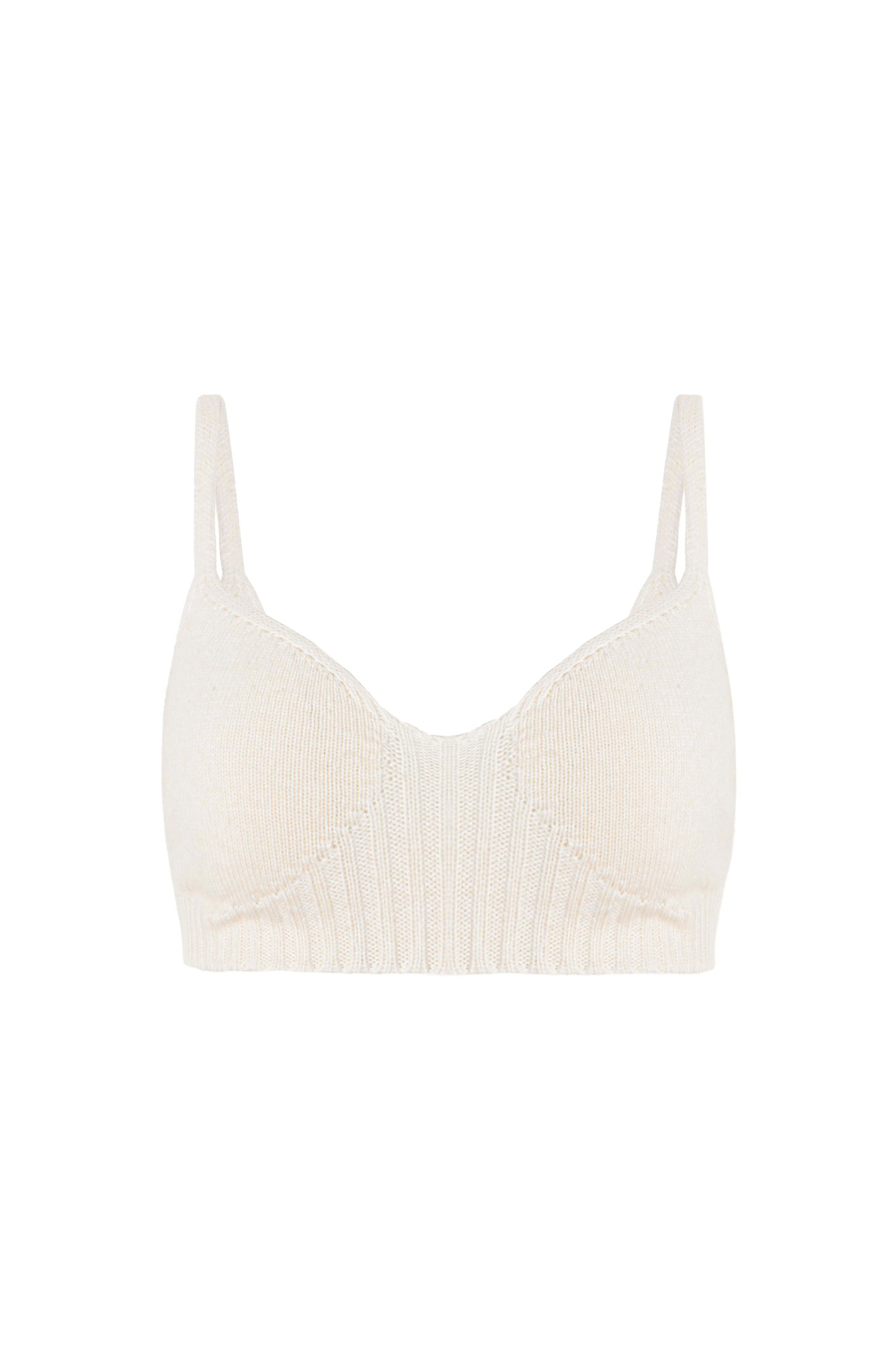 Трикотажный топ из шерсти, с добавлением вискозы и кашемира. Модель на тонких бретелях, с вырезанным лифом.