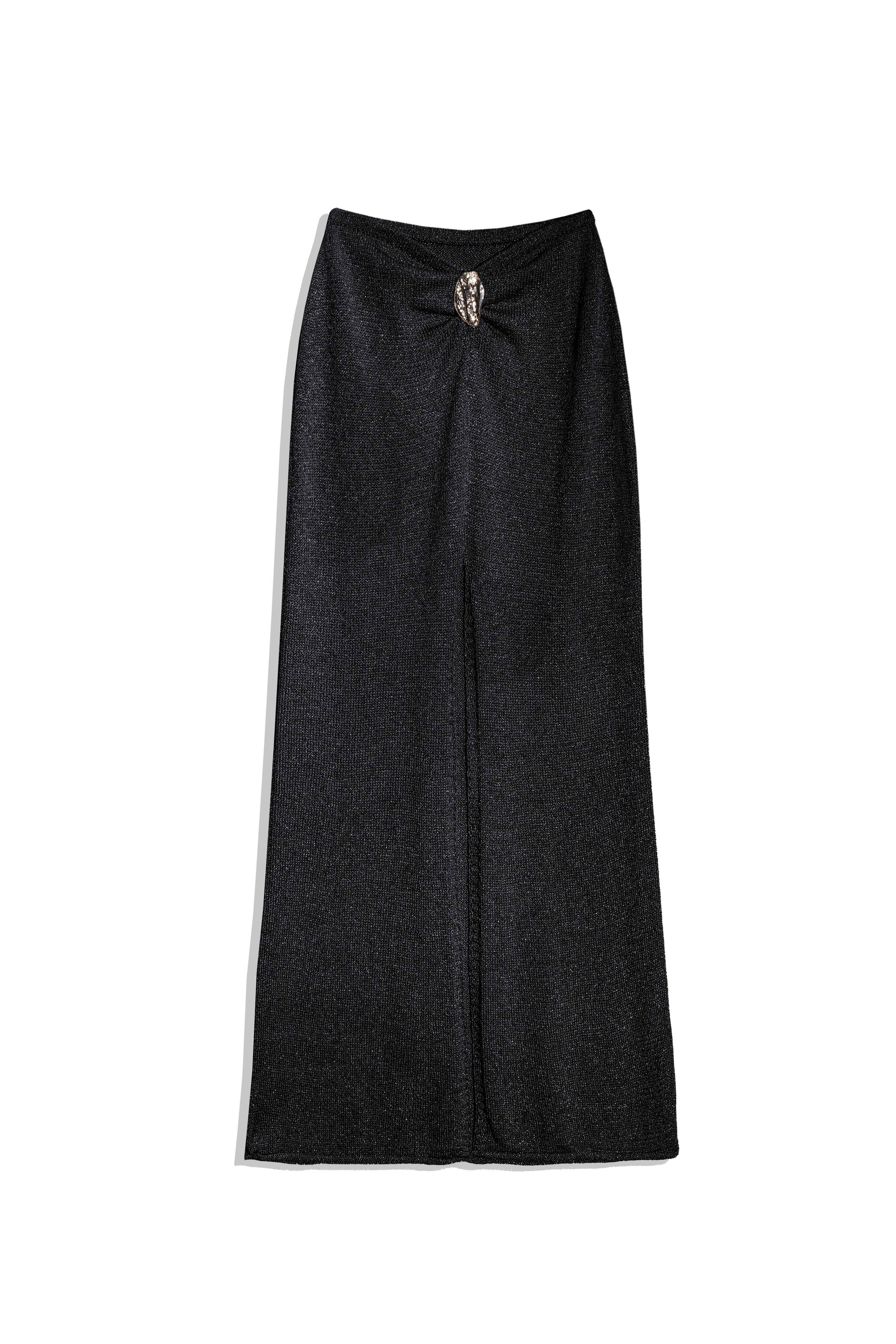 Юбка макси с люрексом и декоративным элементом