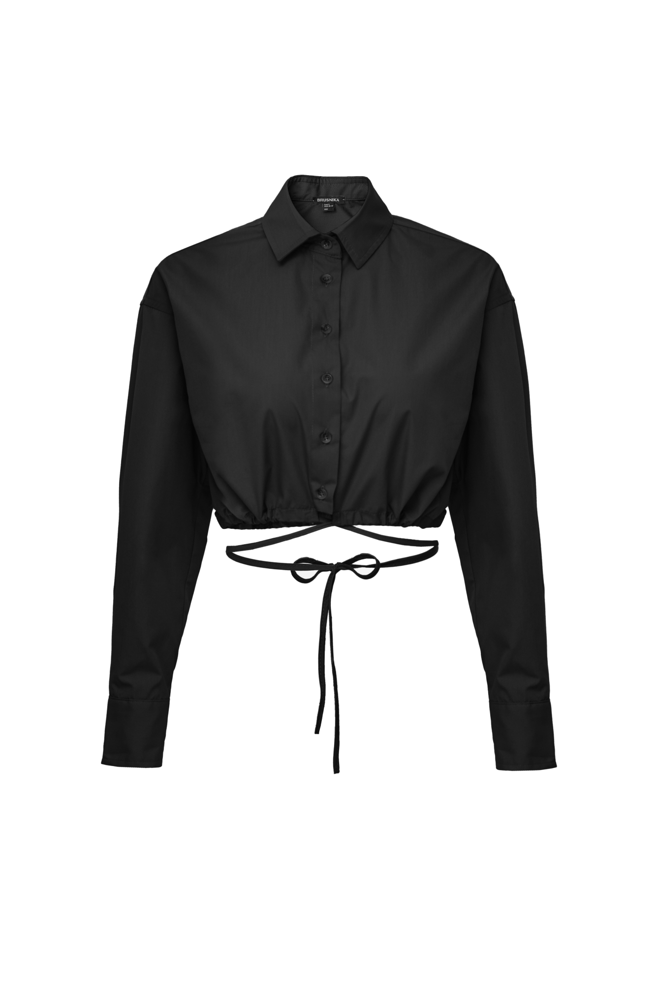 Укороченная рубашка из хлопка на пуговицах с кулиской.