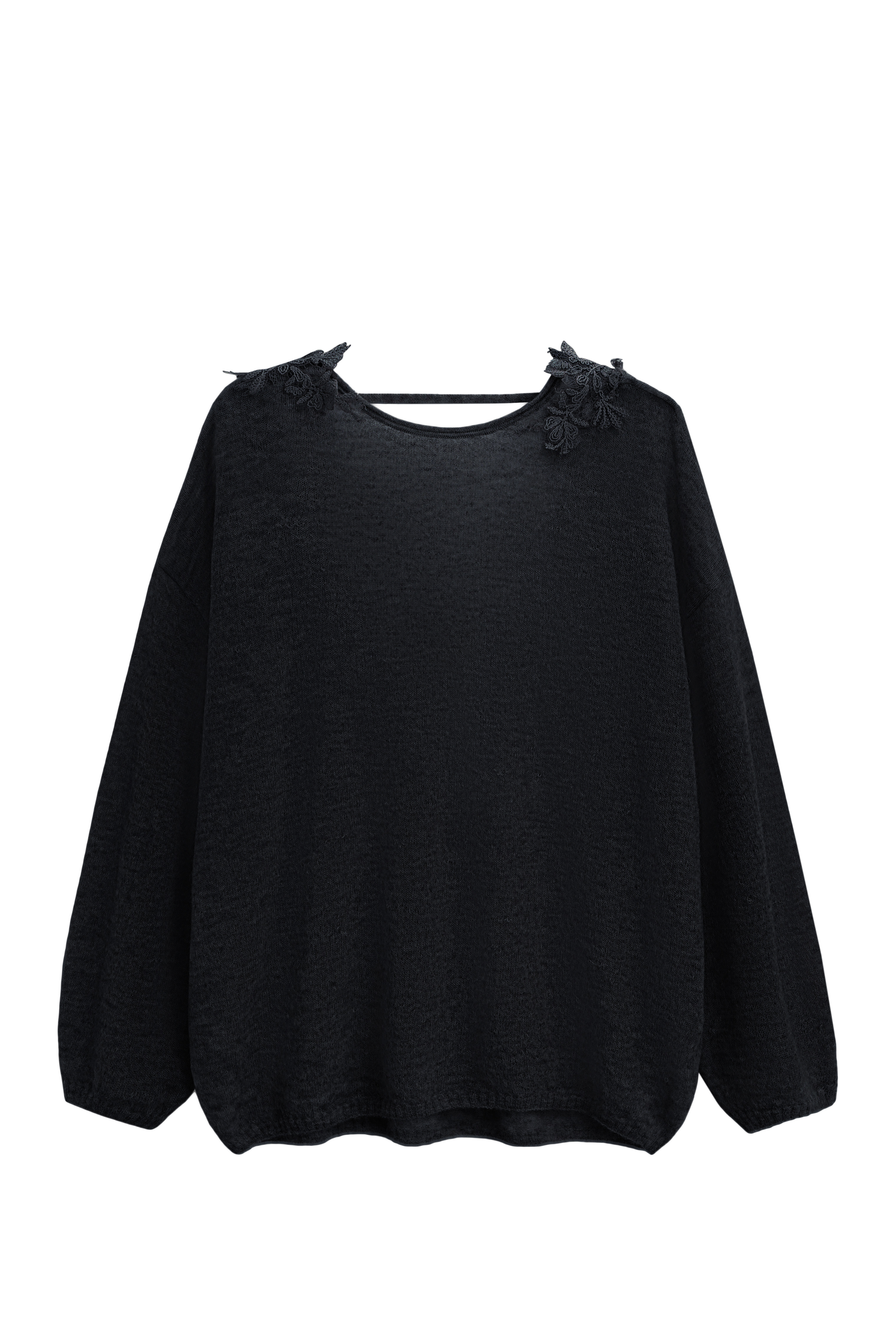 Джемпер из шерсти мериноса с кружевом