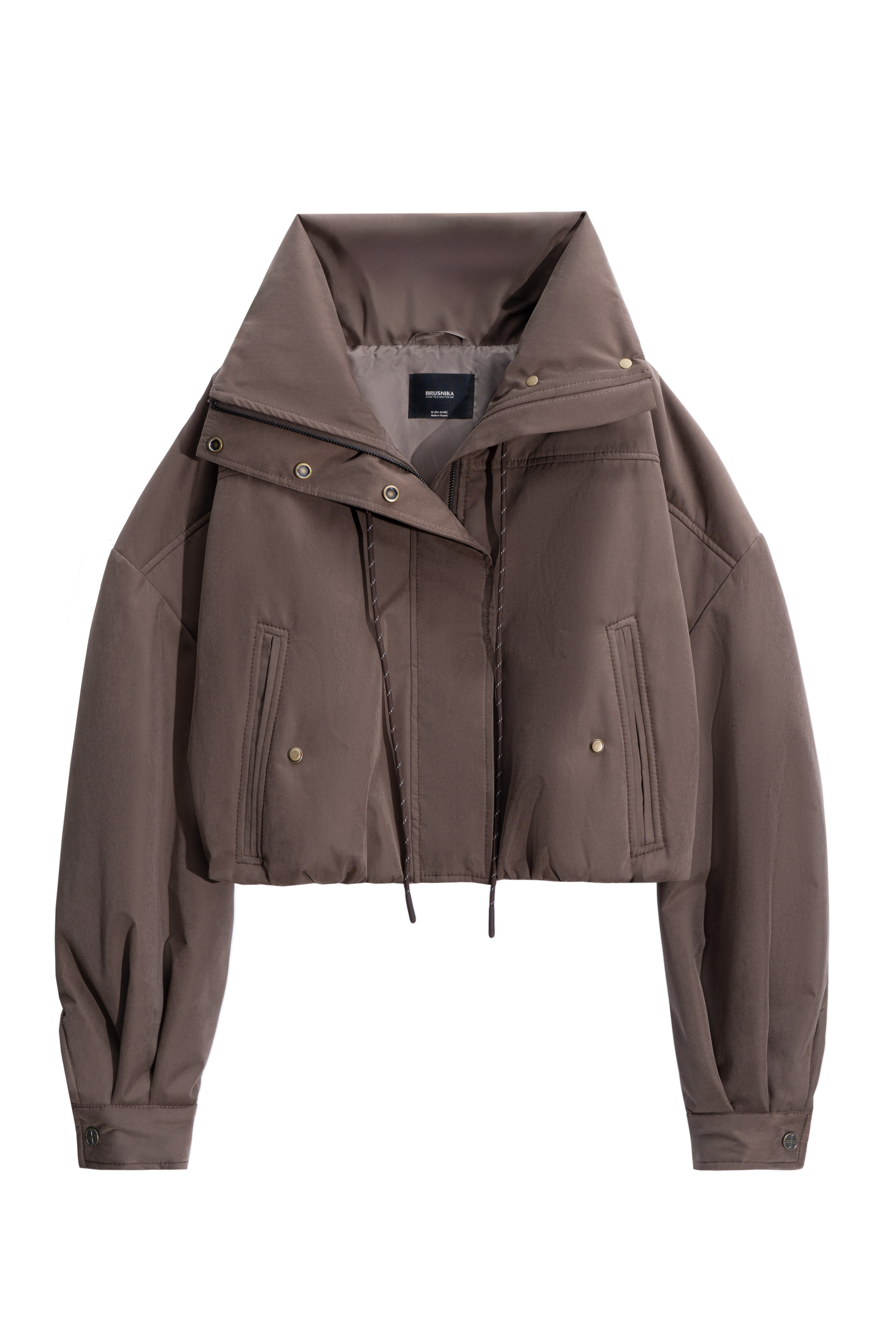 Короткий бомбер с воротником-стойкой