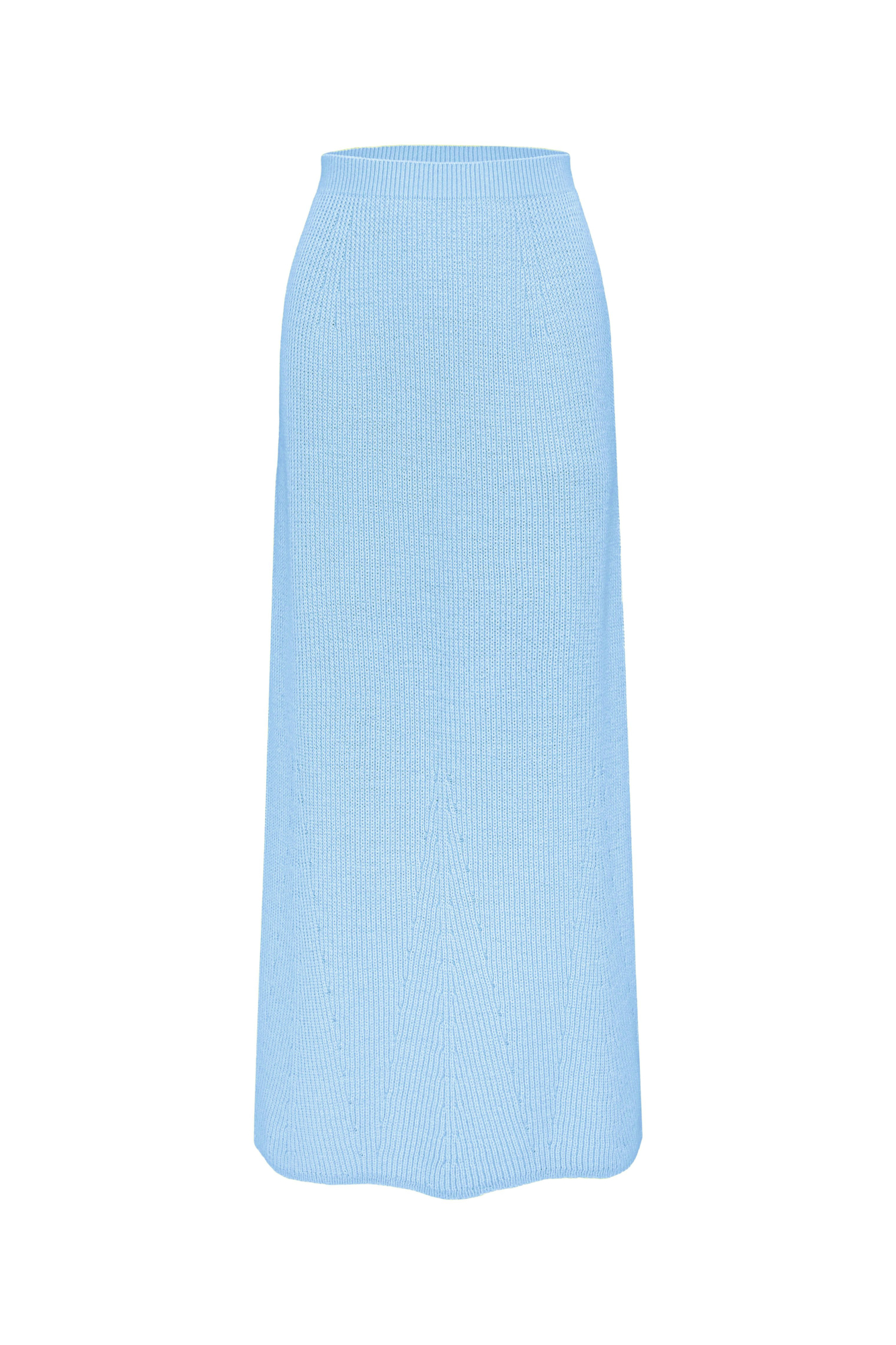Трикотажная юбка длины макси из хлопка с добавлением вискозы. Модель свободного силуэта с эластичным поясом в рубчик. Дополнить образ можно жилетом в таком же стиле.