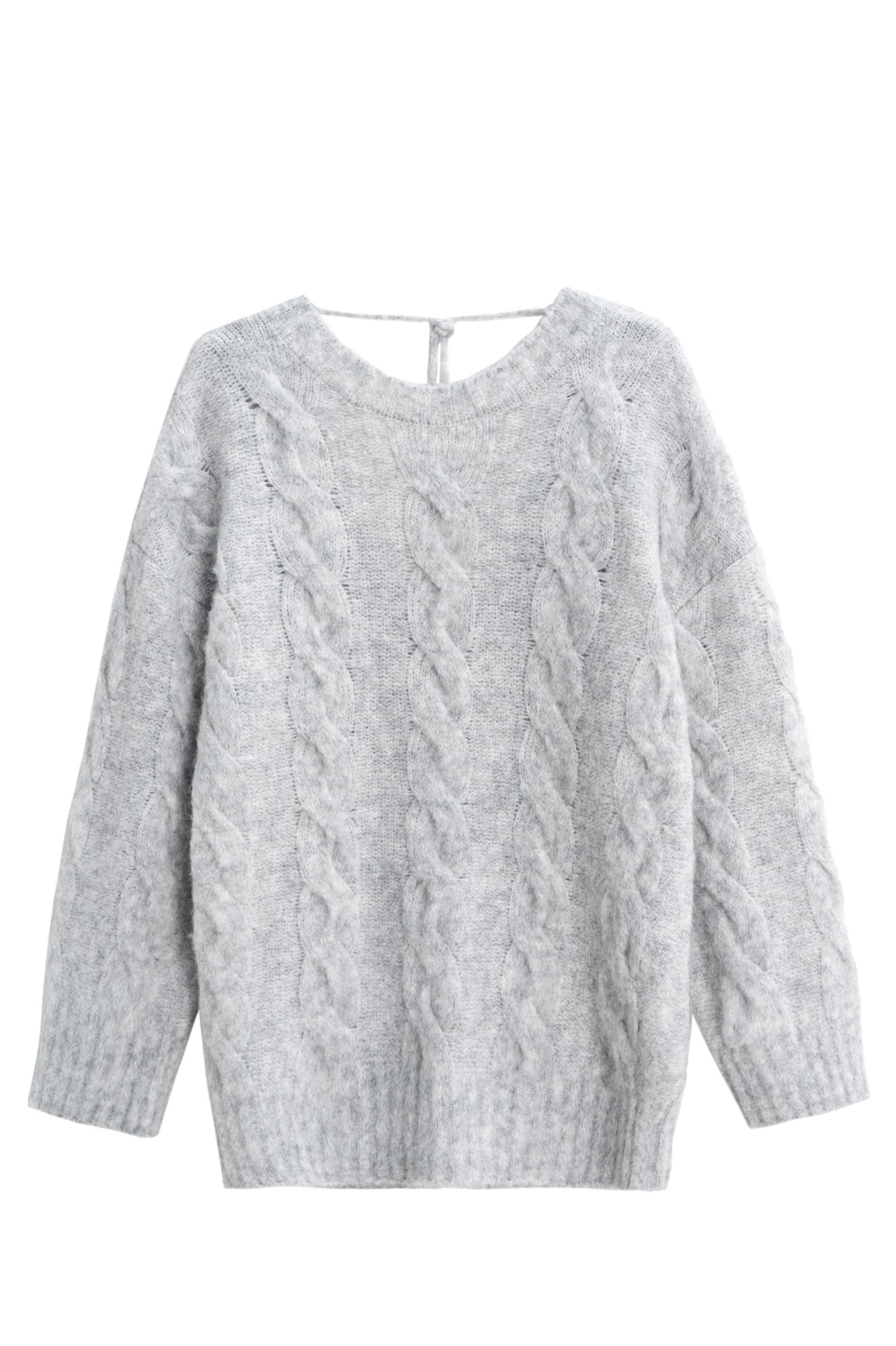 Трикотажный джемпер с открытой спиной и косами