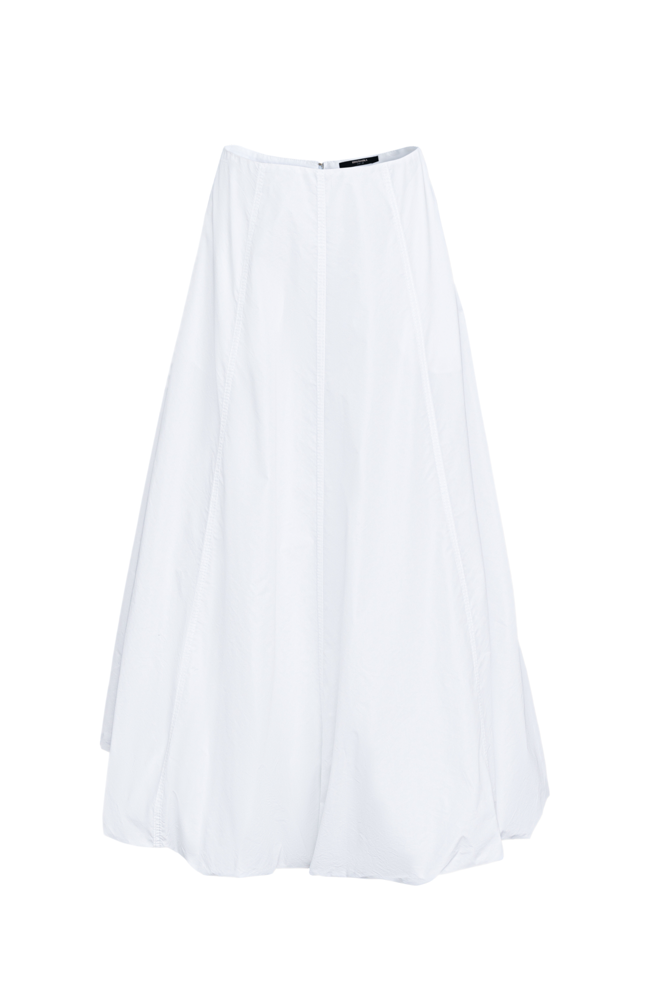 Юбка-баллон длины макси из хлопка. Модель свободного силуэта с застежкой на молнию сзади и боковыми карманами.