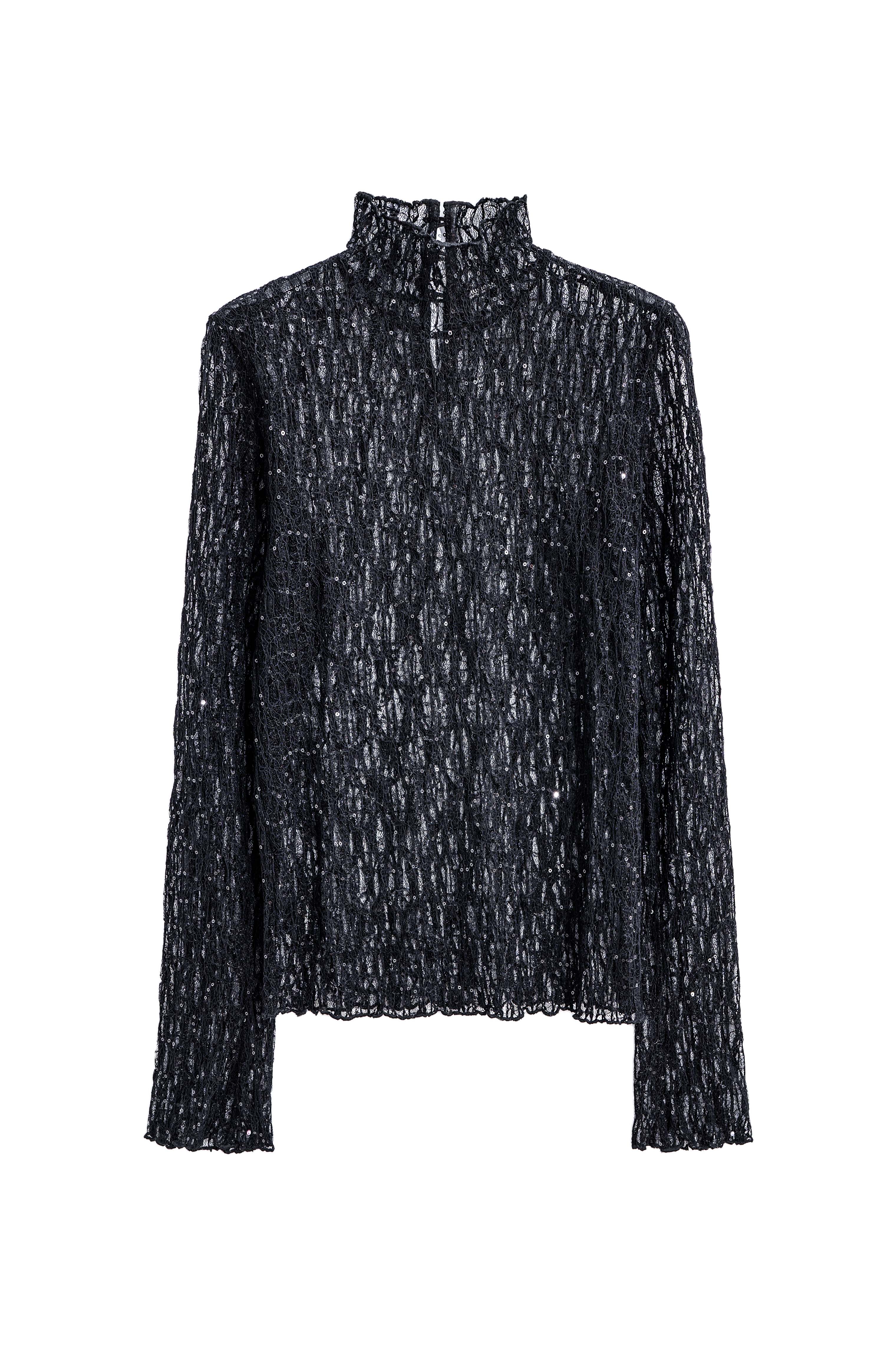 Кружевной топ с пайетками