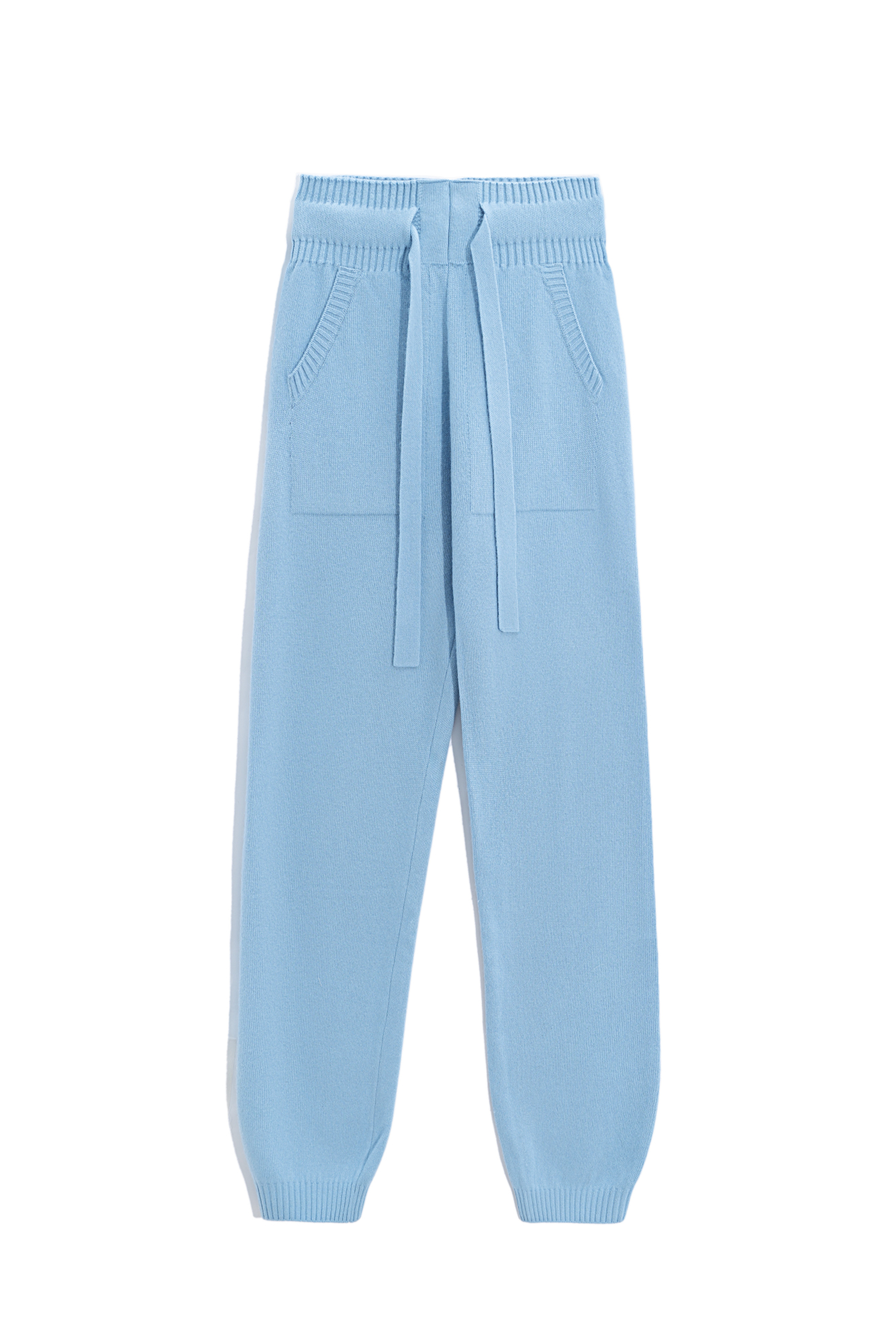 Трикотажные брюки-джоггеры из кашемира и шерсти. Модель с широким эластичным поясом на кулиске, манжетами на резинке и боковыми карманами.