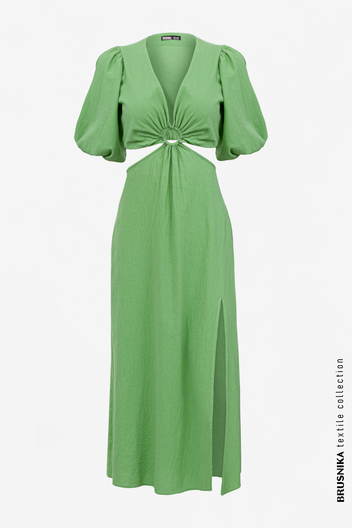 Платье из 100% хлопка с разрезами по бокам и кольцом на груди.