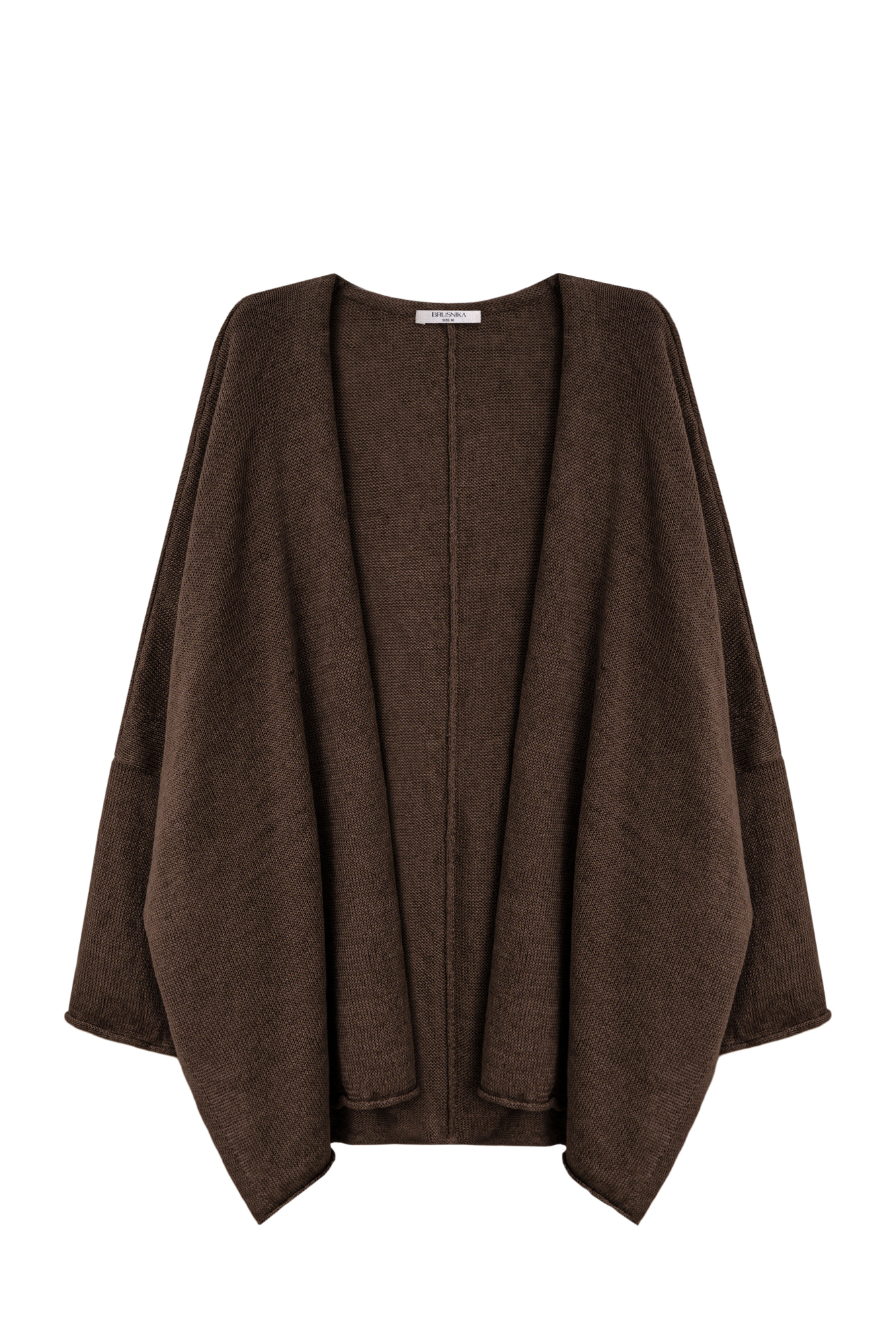 Трикотажный кардиган из 100% льна. Модель свободного кроя, с длинными широкими рукавами и спущенной линией плеч.