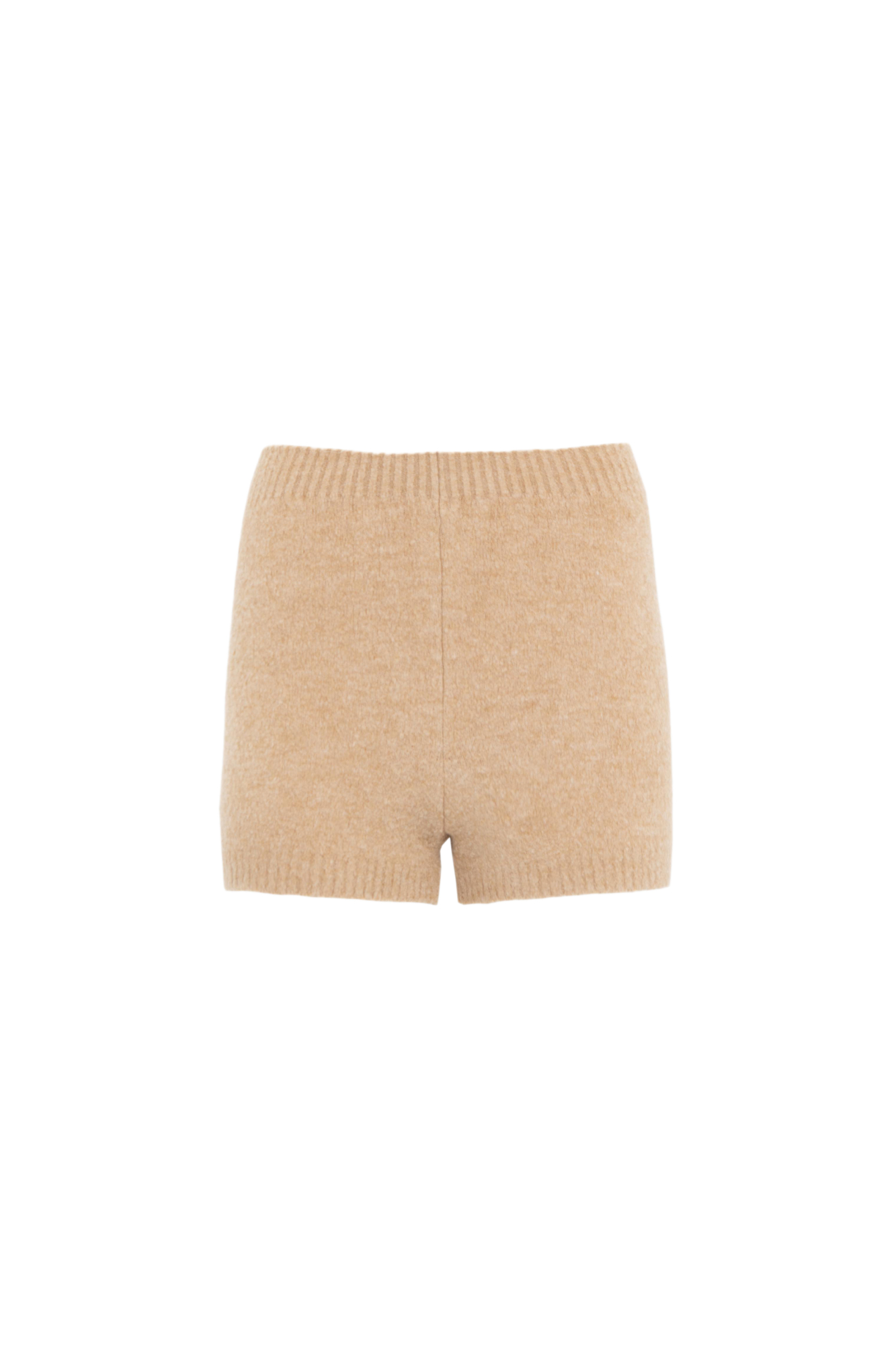 Трикотажные шорты из буклированной пряжи. Модель с широкой эластичной резинкой.