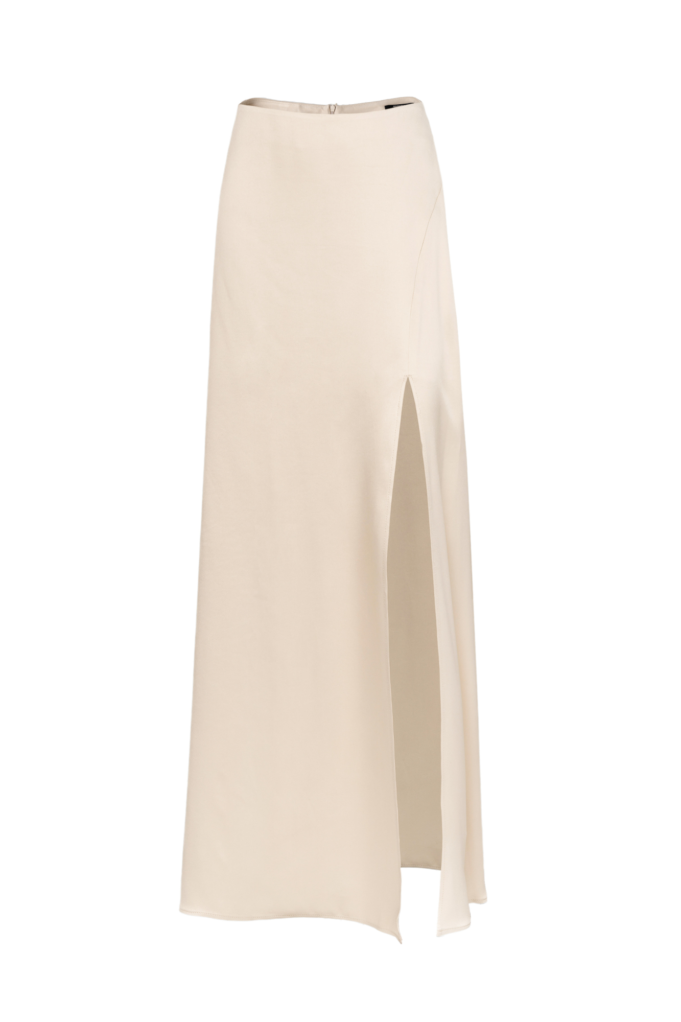 Атласная юбка длины макси из 100% вискозы с разрезом и застежкой на молнию.
