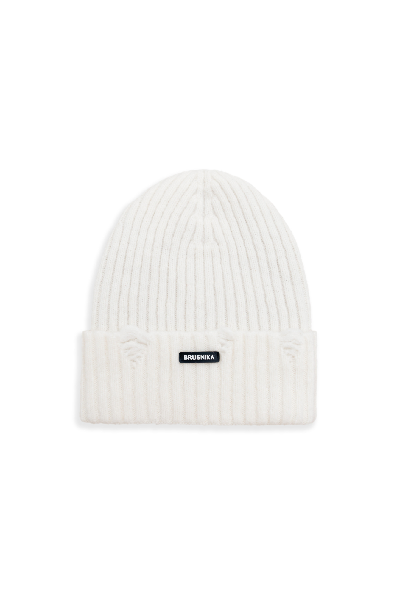 Трикотажная шапка из шерсти мериноса с отворотом и брендрированным ярлыком.&nbsp;&nbsp;
